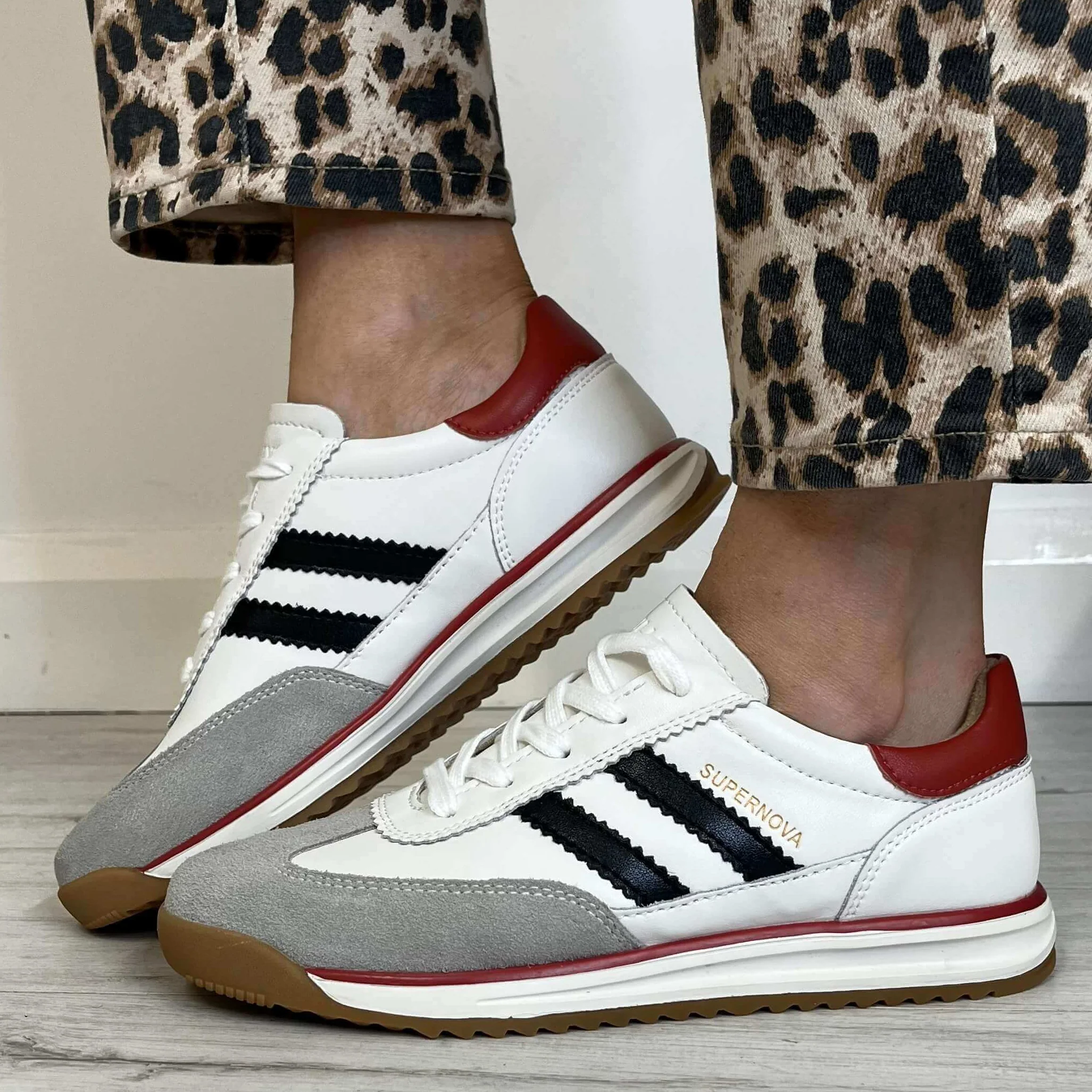 Drilleys Seventy Three Retro Sneakers - White Red - Image 3