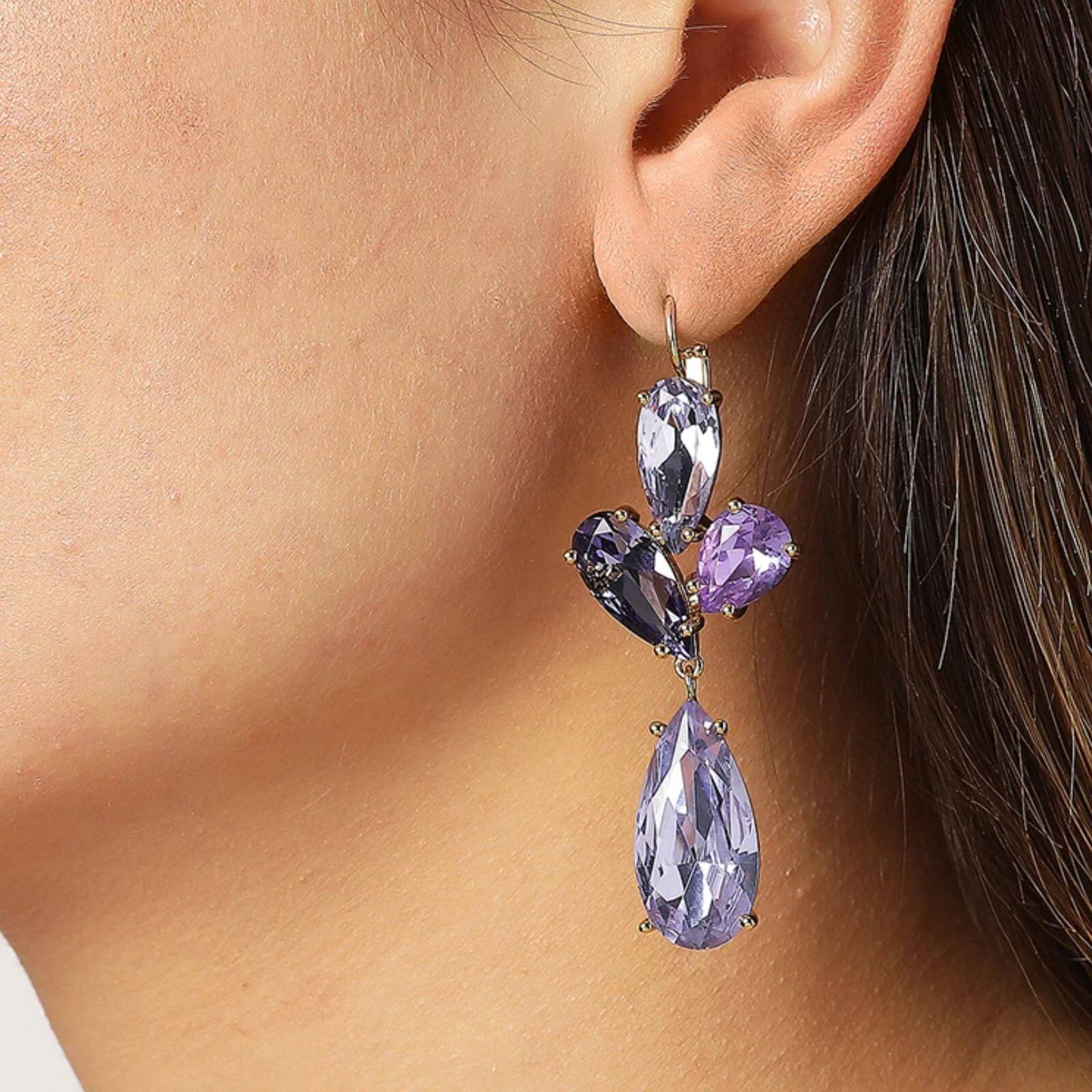 Dyrberg Kern Amy Gold Statement Earrings - Lavender - Image 3