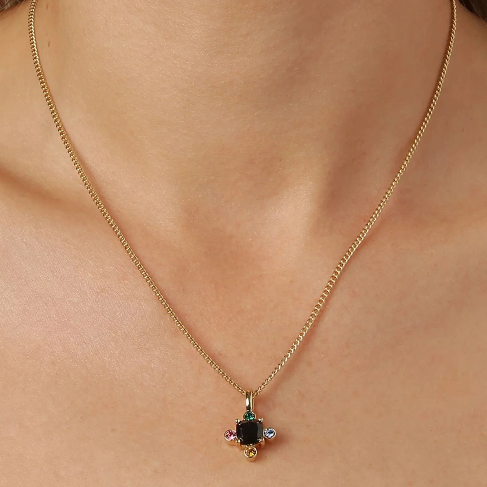 Dyrberg Kern Rimini Gold Dainty Chain Necklace - Rainbow - Image 2