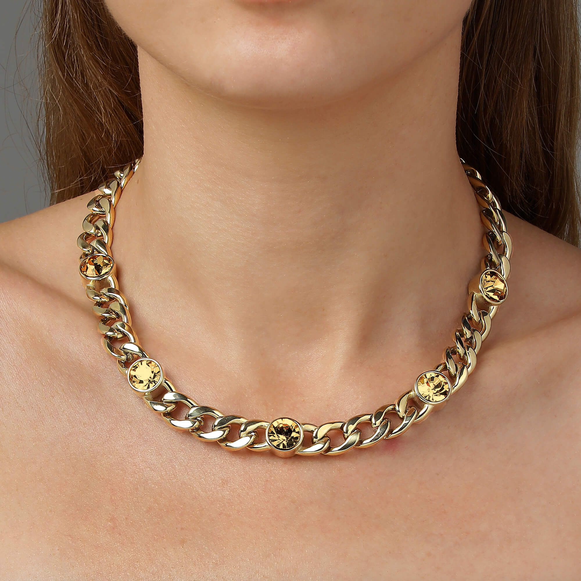 Dyrberg Kern Angelina Gold Chunky Curb Chain Necklace - Golden - Image 2