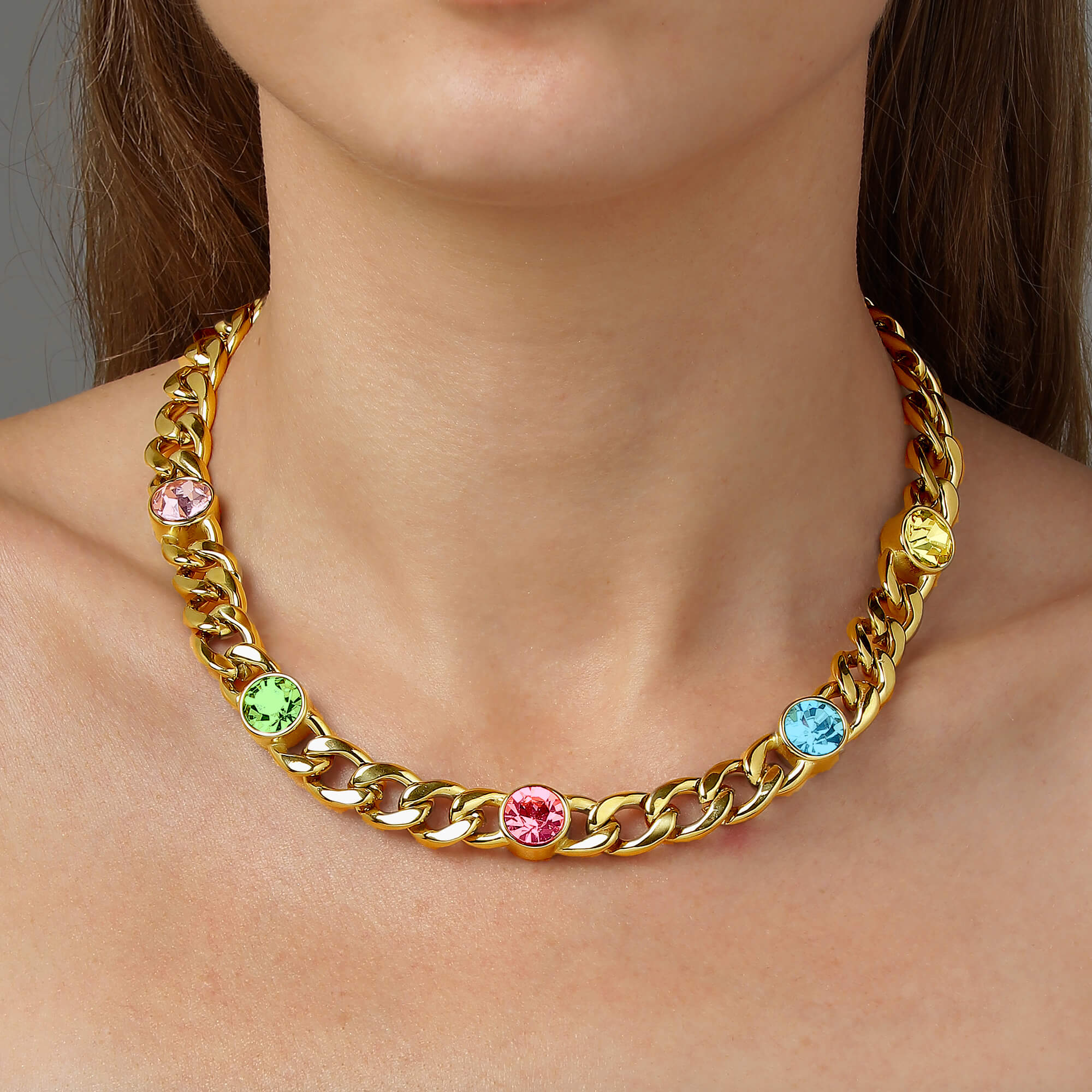Dyrberg Kern Angelina Gold Chunky Curb Chain Necklace - Pastel - Image 2