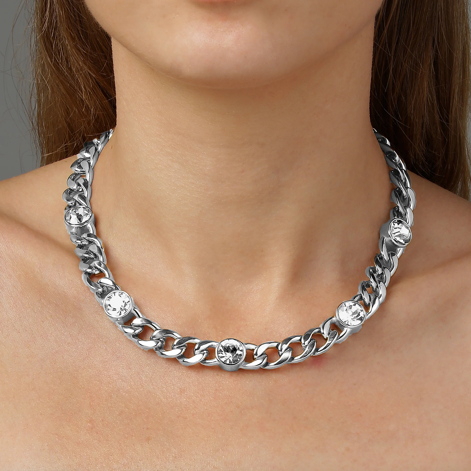 Dyrberg Kern Angelina Silver Chunky Curb Chain Necklace - Image 3