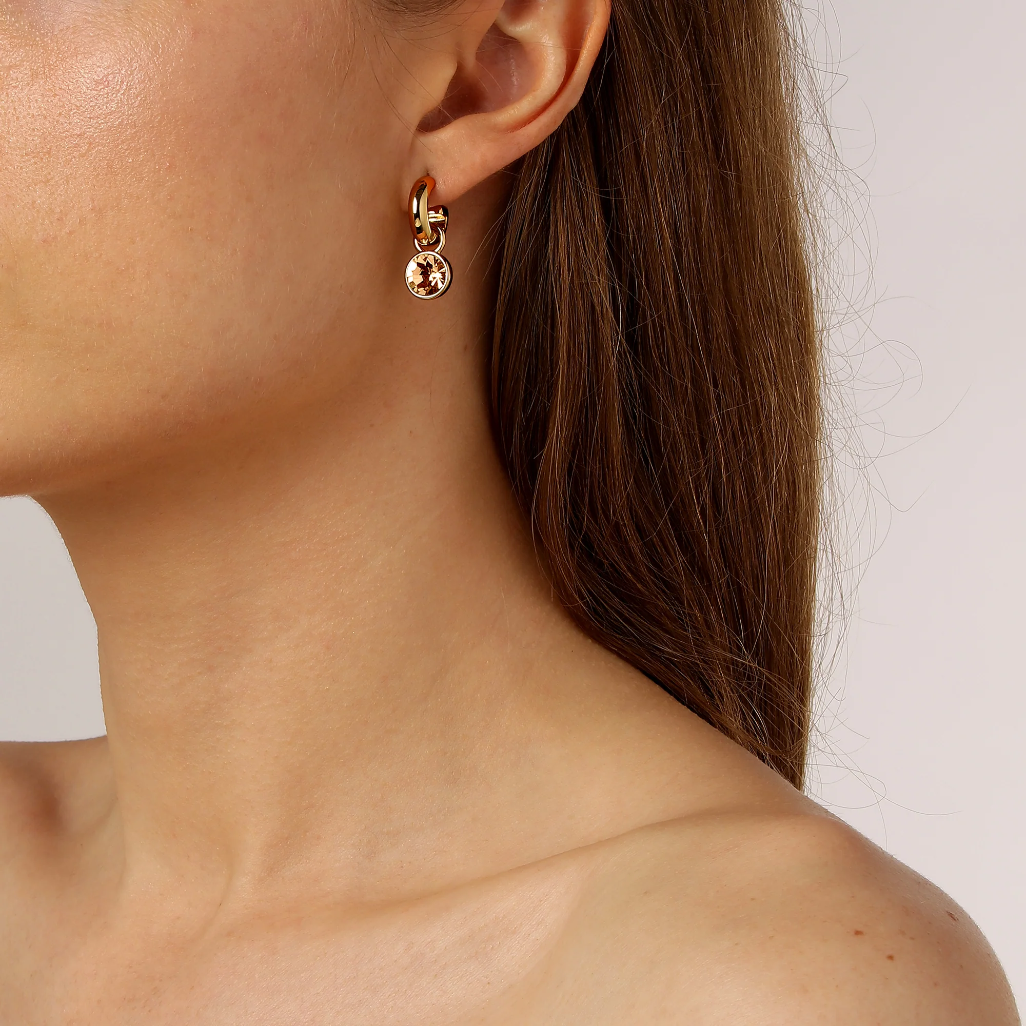 Dyrberg Kern Anna Gold Hoop Charm Earrings - Golden - Image 2