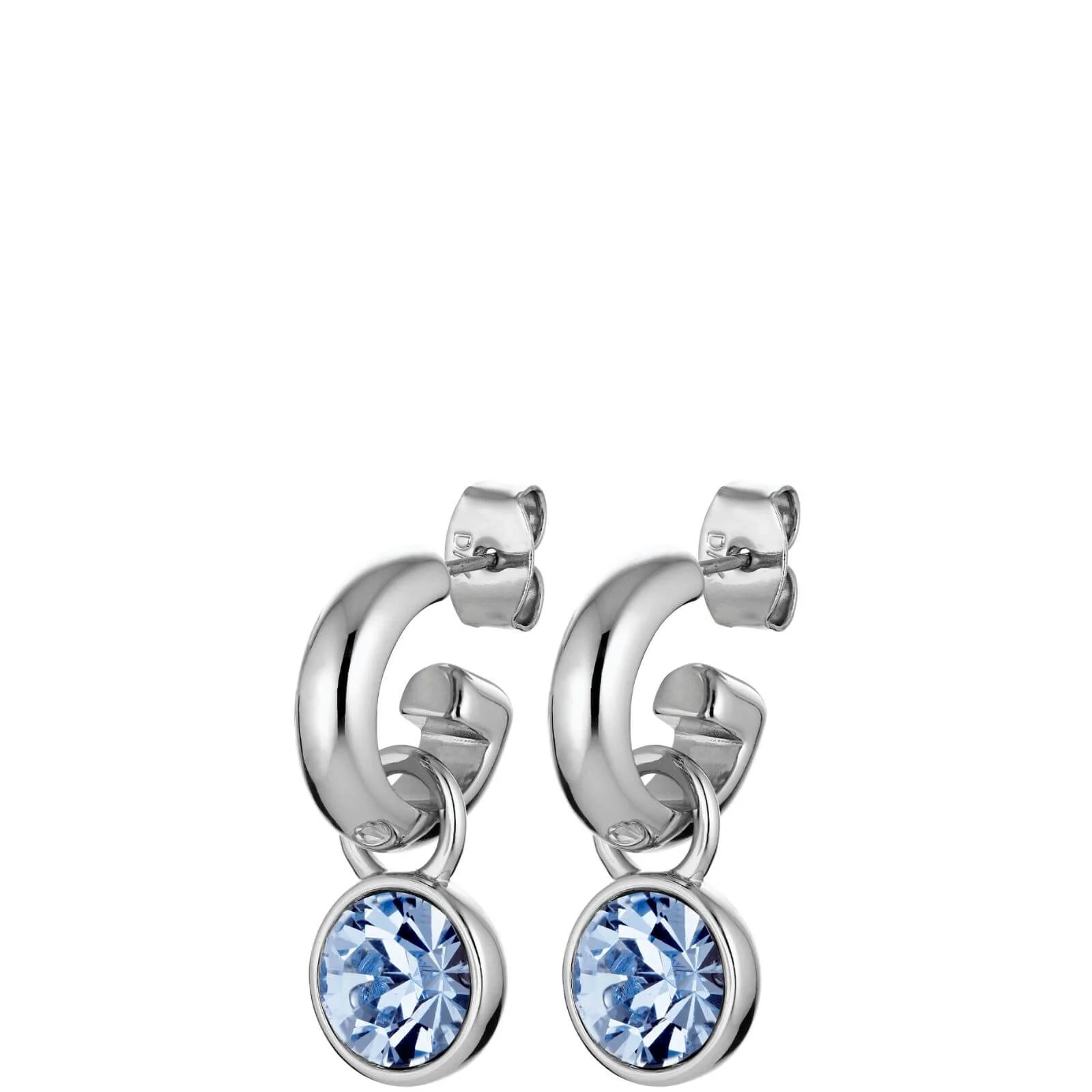 Dyrberg Kern Anna Silver Hoop Charm Earrings - Light Blue