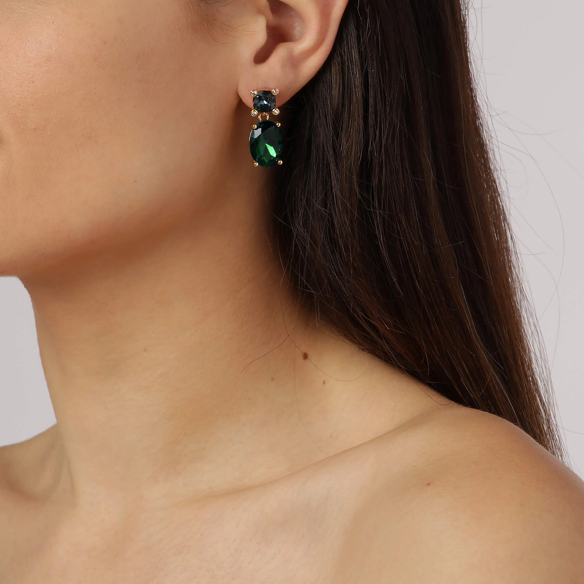 Dyrberg Kern Antonia Gold Earrings - Green - Image 2