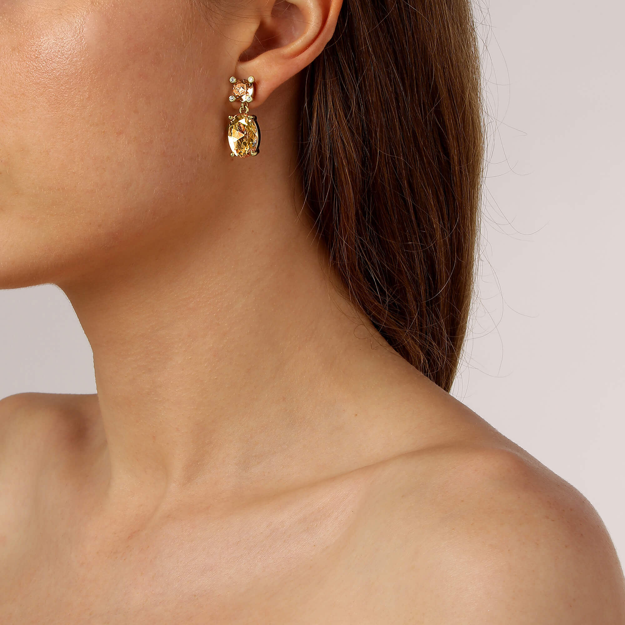 Dyrberg Kern Antonia Gold Statement Earrings - Peach - Image 2