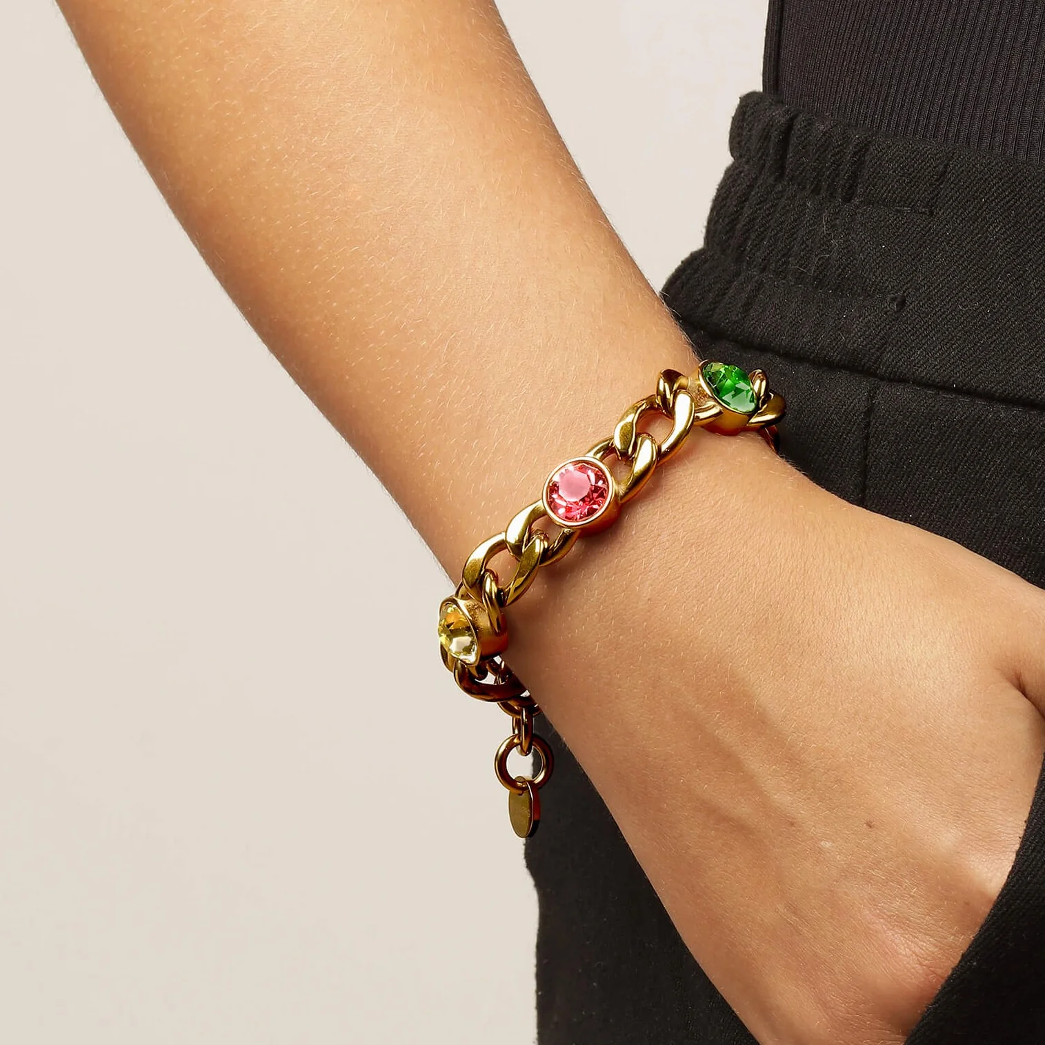 Dyrberg Kern Ariane Gold Curb Chain Bracelet - Pastel - Image 2