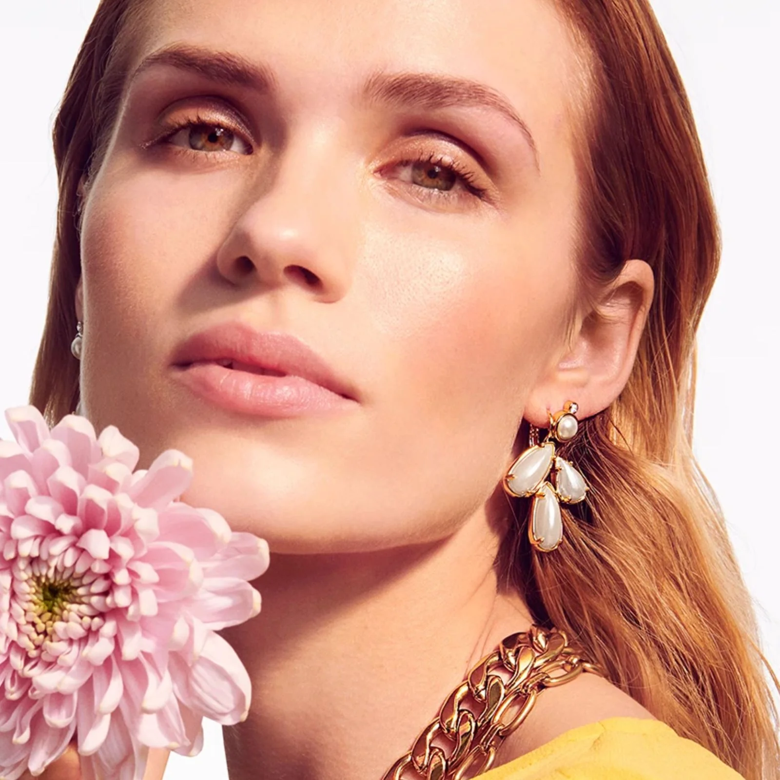 Dyrberg Kern Aubin Gold Drop Earrings - Pearl - Image 3