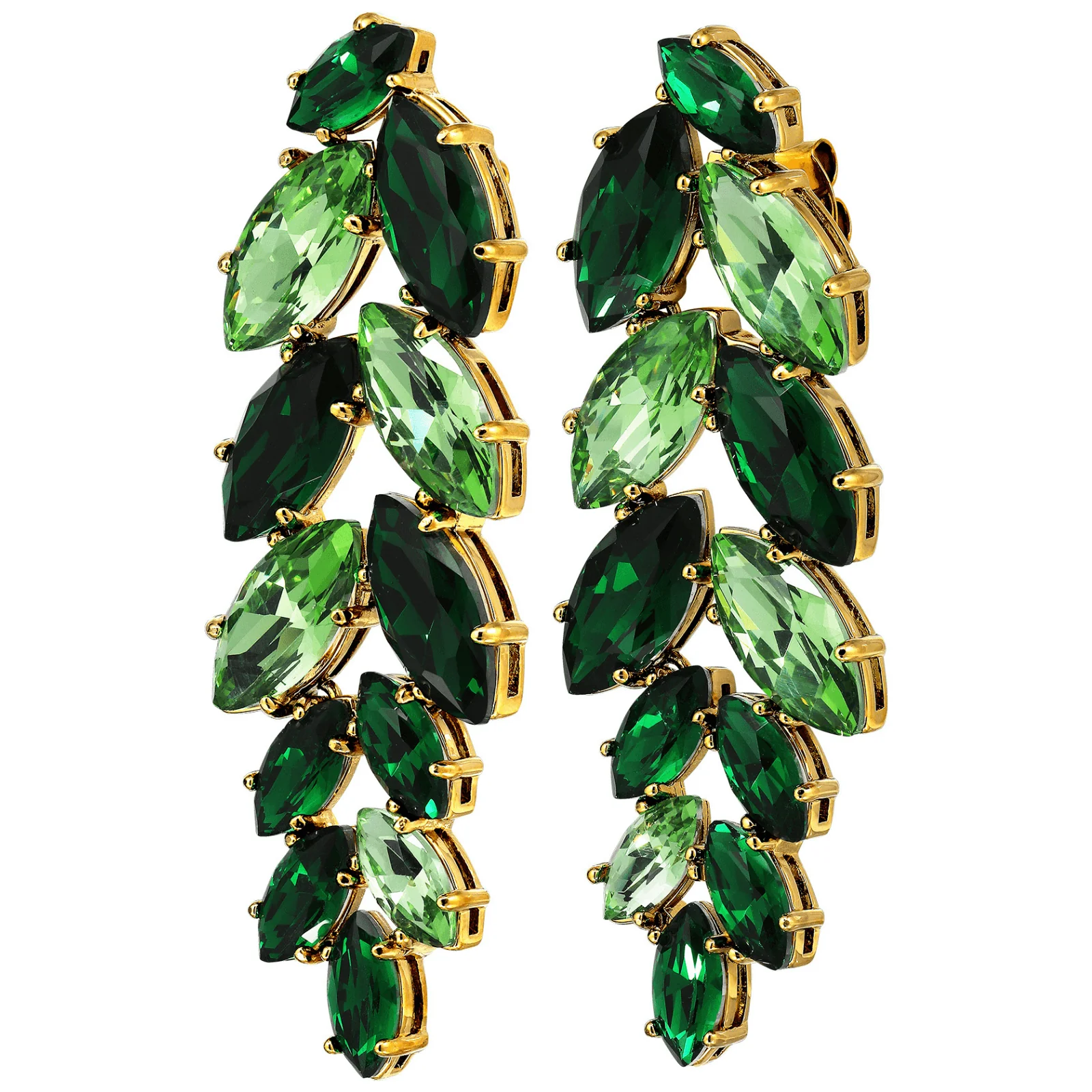 DYRBERG/KERN Banyan Gold Statement Earrings - Emerald Green