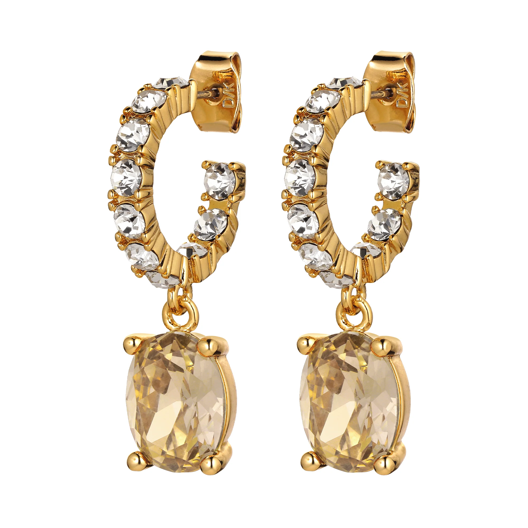 Dyrberg Kern Barbara Gold Hoop Charm Earrings - Golden - Image 2