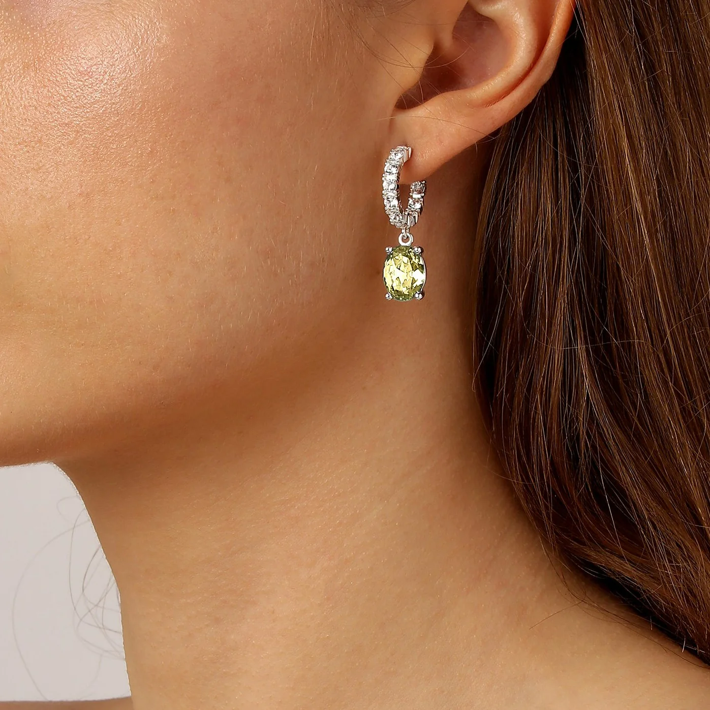 Dyrberg Kern Barbara Silver Hoop Charm Earrings - Yellow - Image 2
