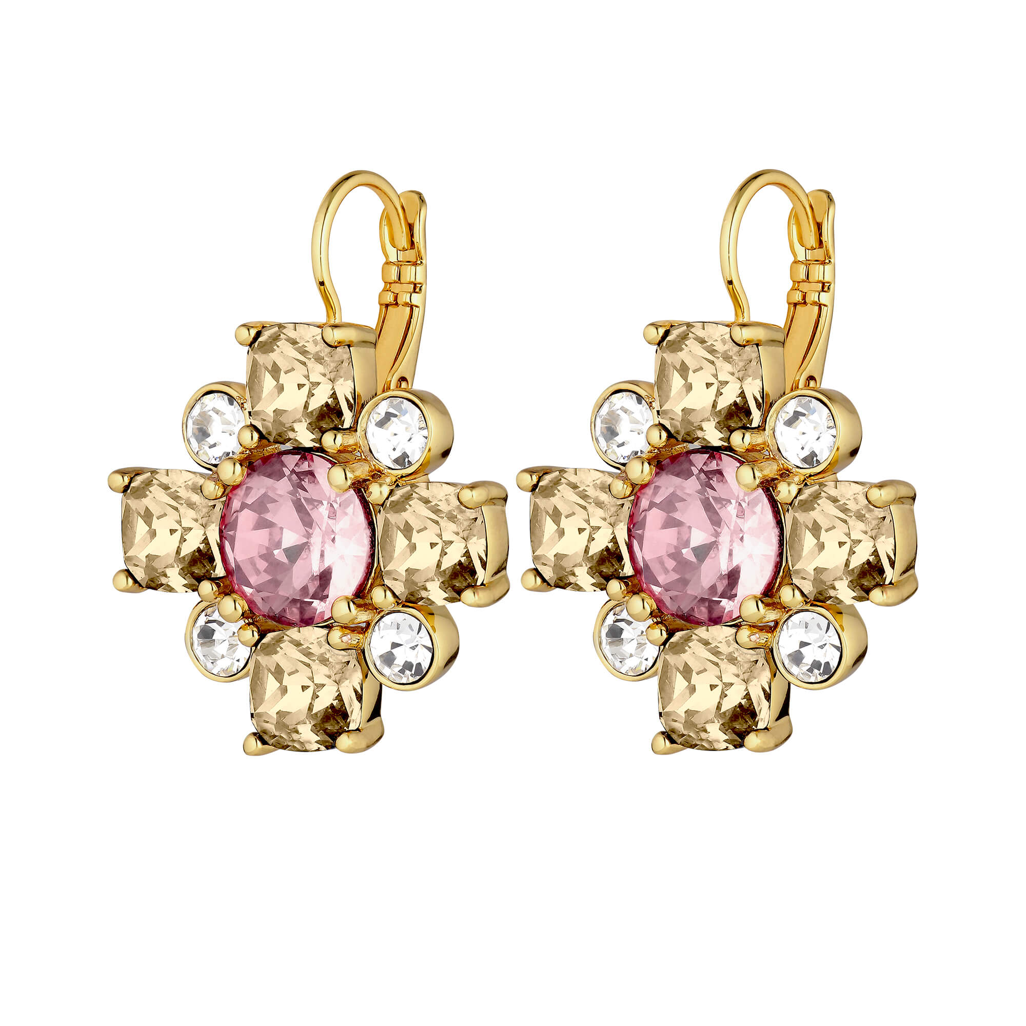Dyrberg Kern Batti Gold French Hook Earrings - Golden/Rose - Image 2