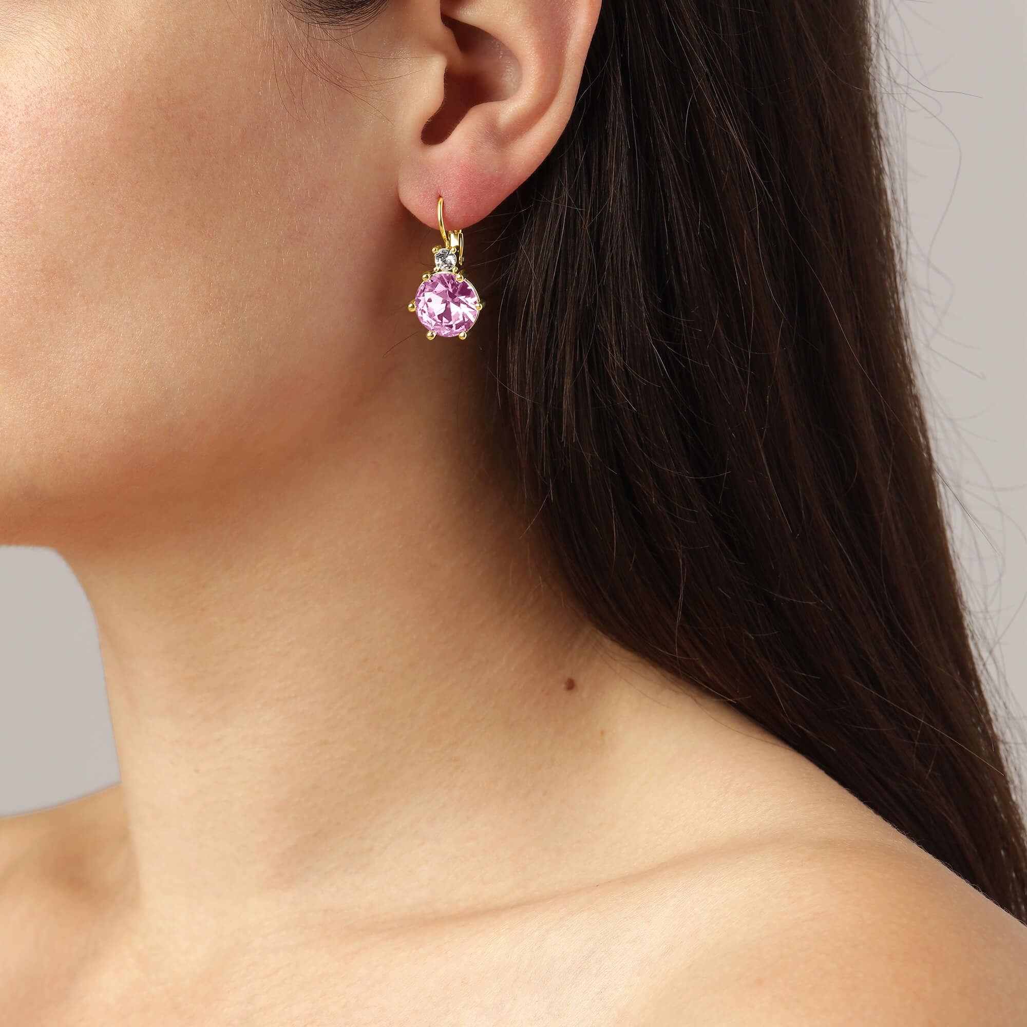 Dyrberg Kern Begonia French Hook Gold Drop Earrings - Light Rose - Image 2