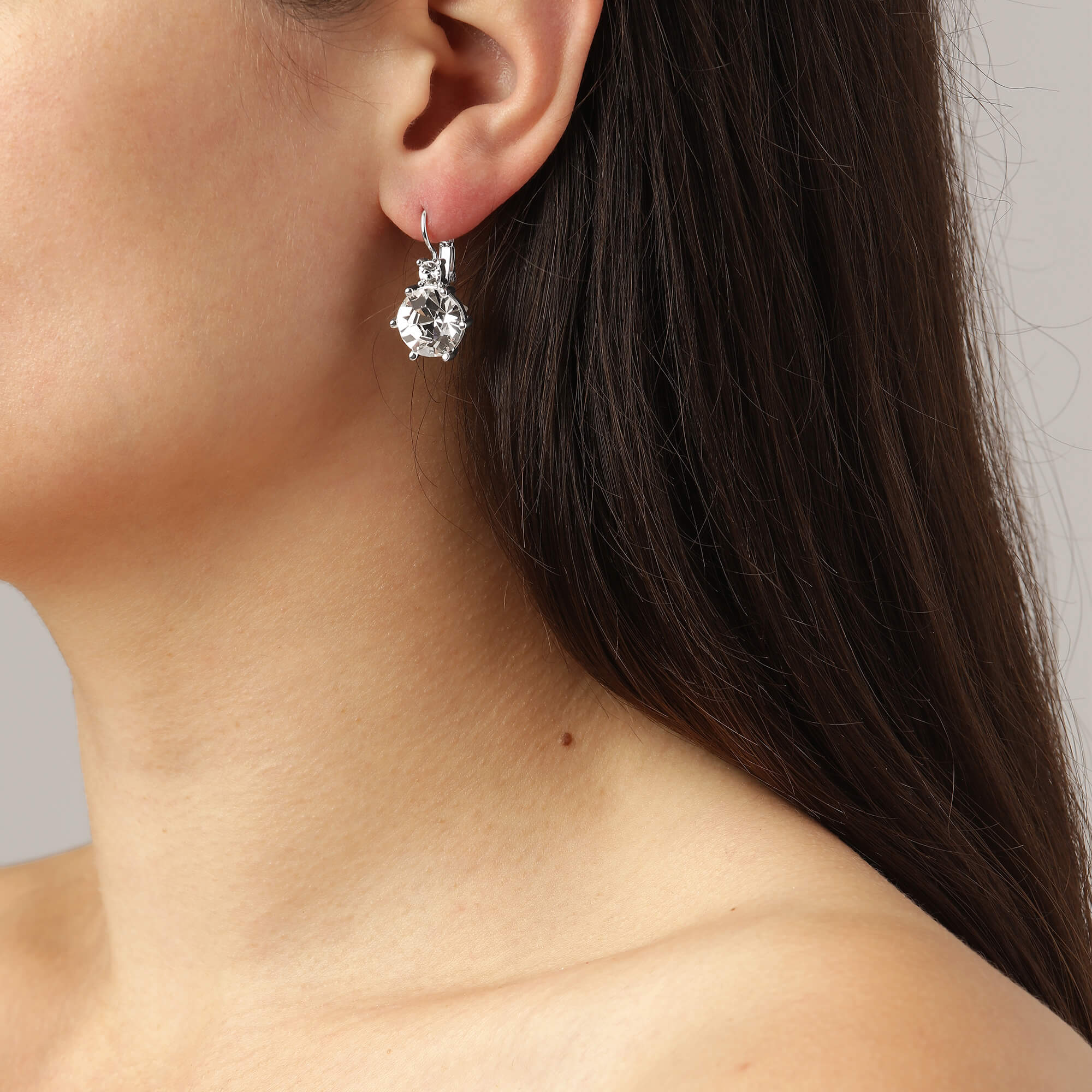 Dyrberg Kern Begonia French Hook Silver Drop Earrings - Image 2