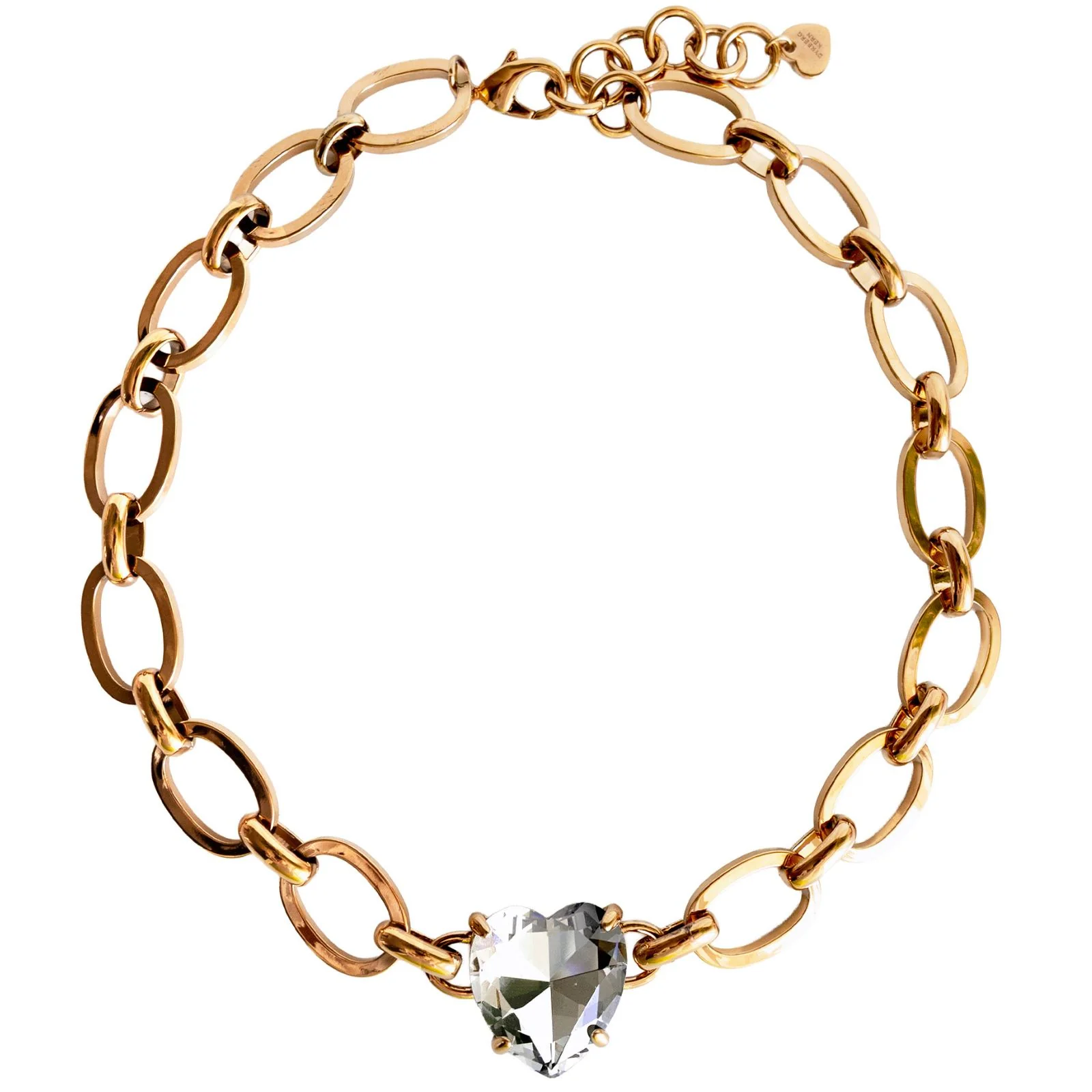 DYRBERG/KERN Braze Gold Large Link Heart Pendant Necklace