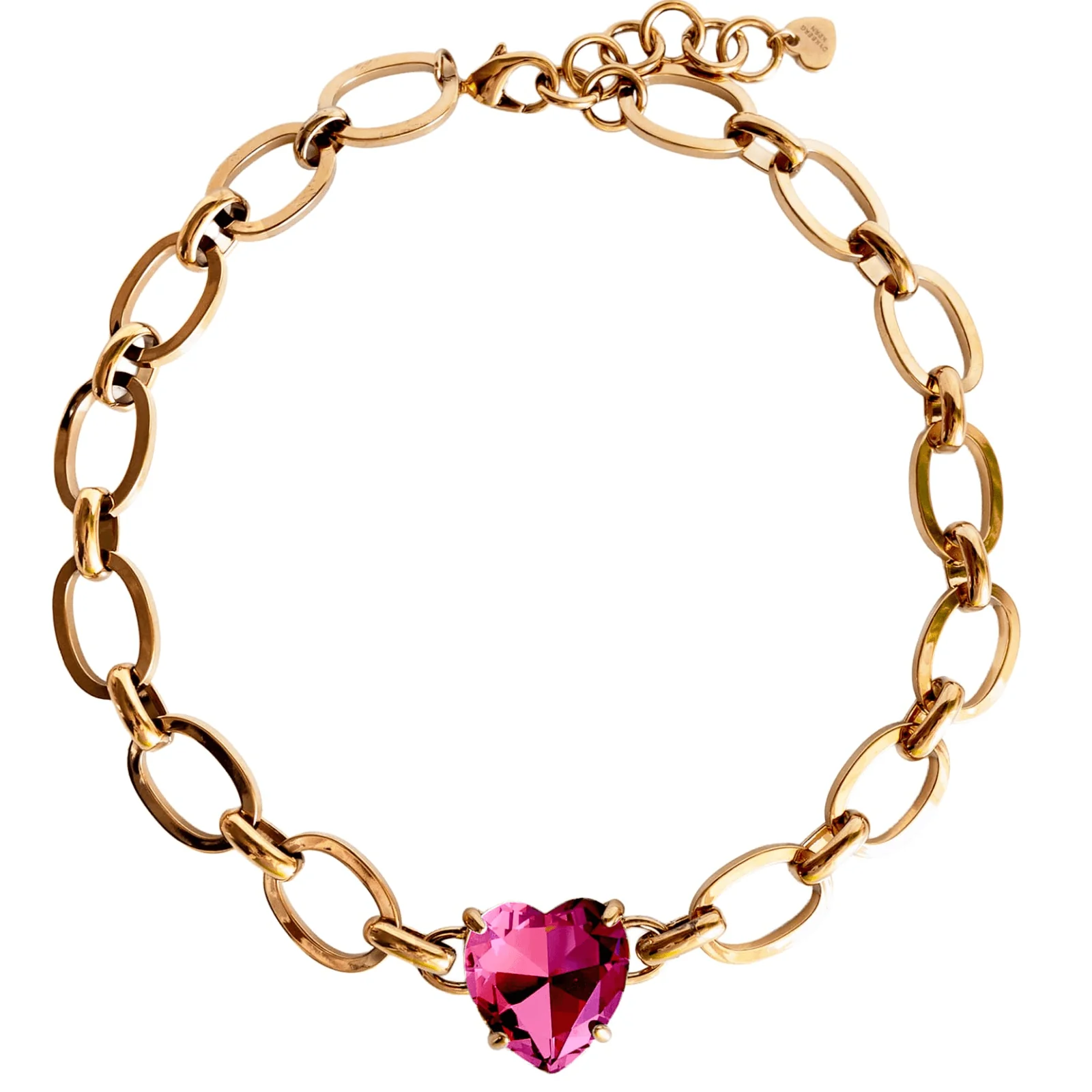 DYRBERG/KERN Braze Gold Large Link Heart Pendant Necklace - Rose