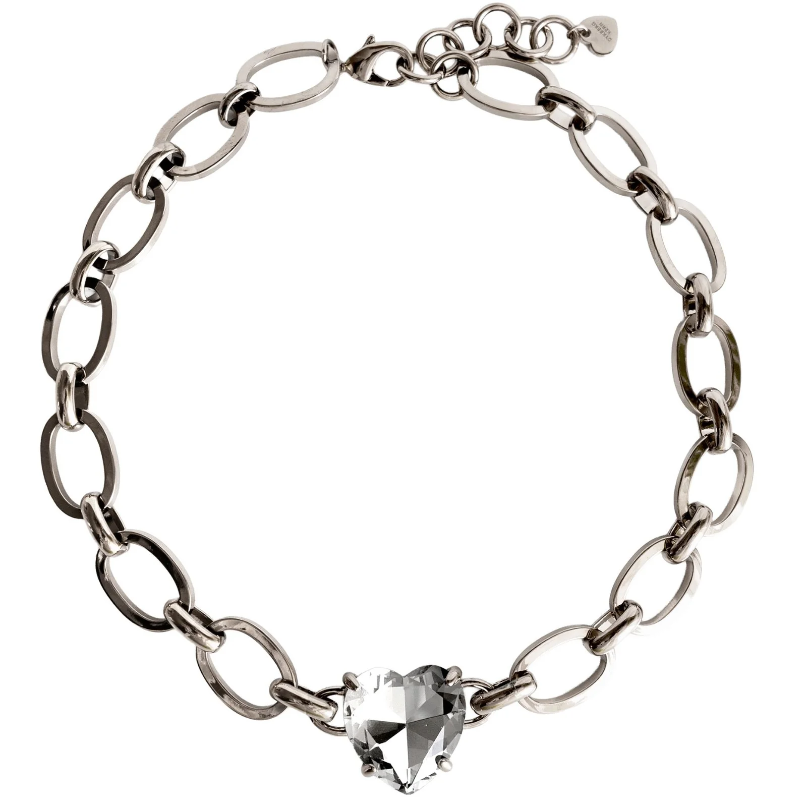 DYRBERG/KERN Braze Silver Large Link Heart Pendant Necklace