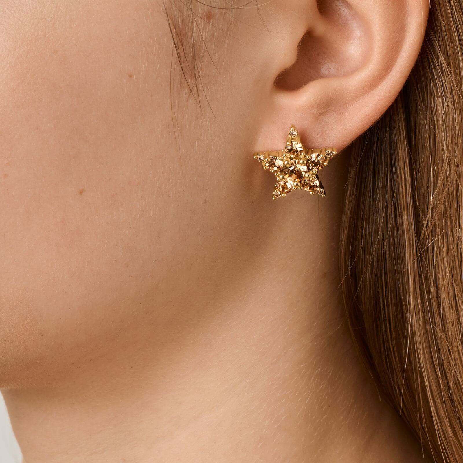Dyrberg Kern Cana Gold Stud Earrings - Golden - Image 2