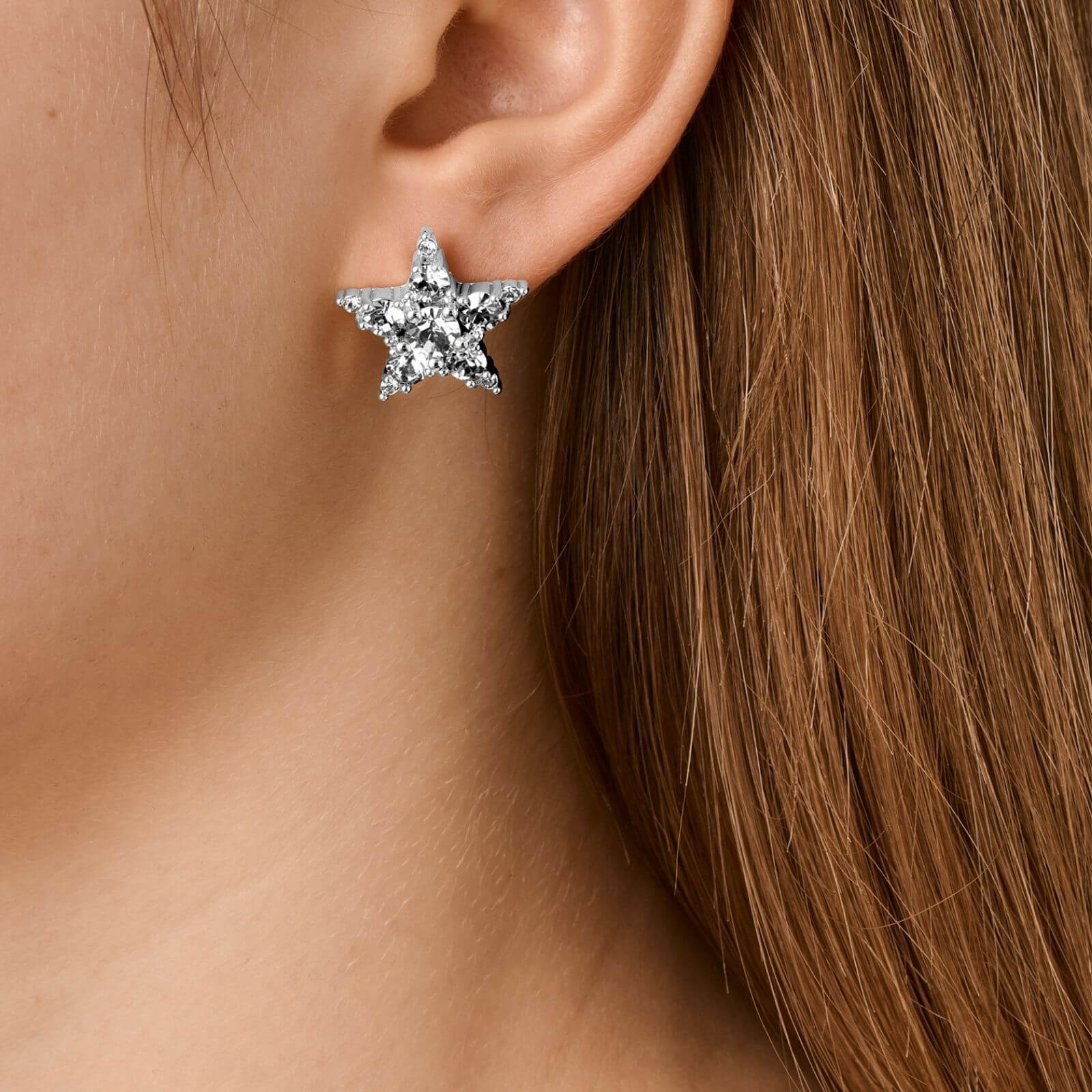 Dyrberg Kern Cana Silver Stud Earrings - Clear Crystal - Image 2