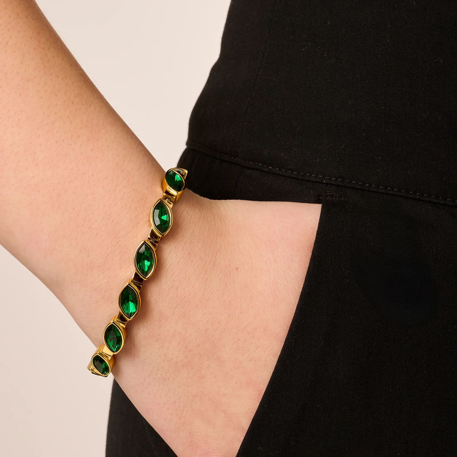 DYRBERG/KERN Celtis Gold Bracelet - Emerald Green - Image 2