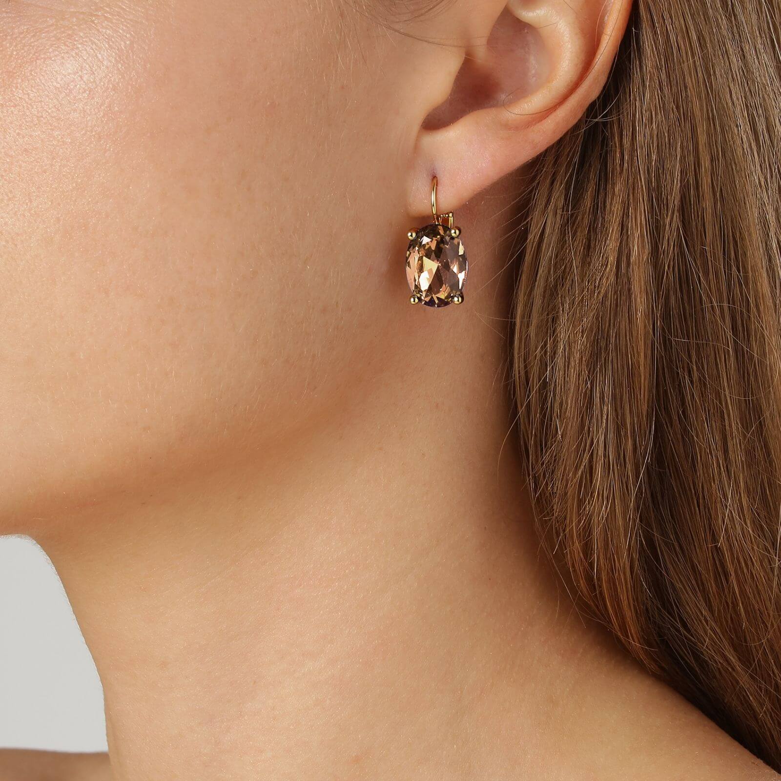 Dyrberg Kern Chantal Gold French Hook Earrings - Brown - Image 2