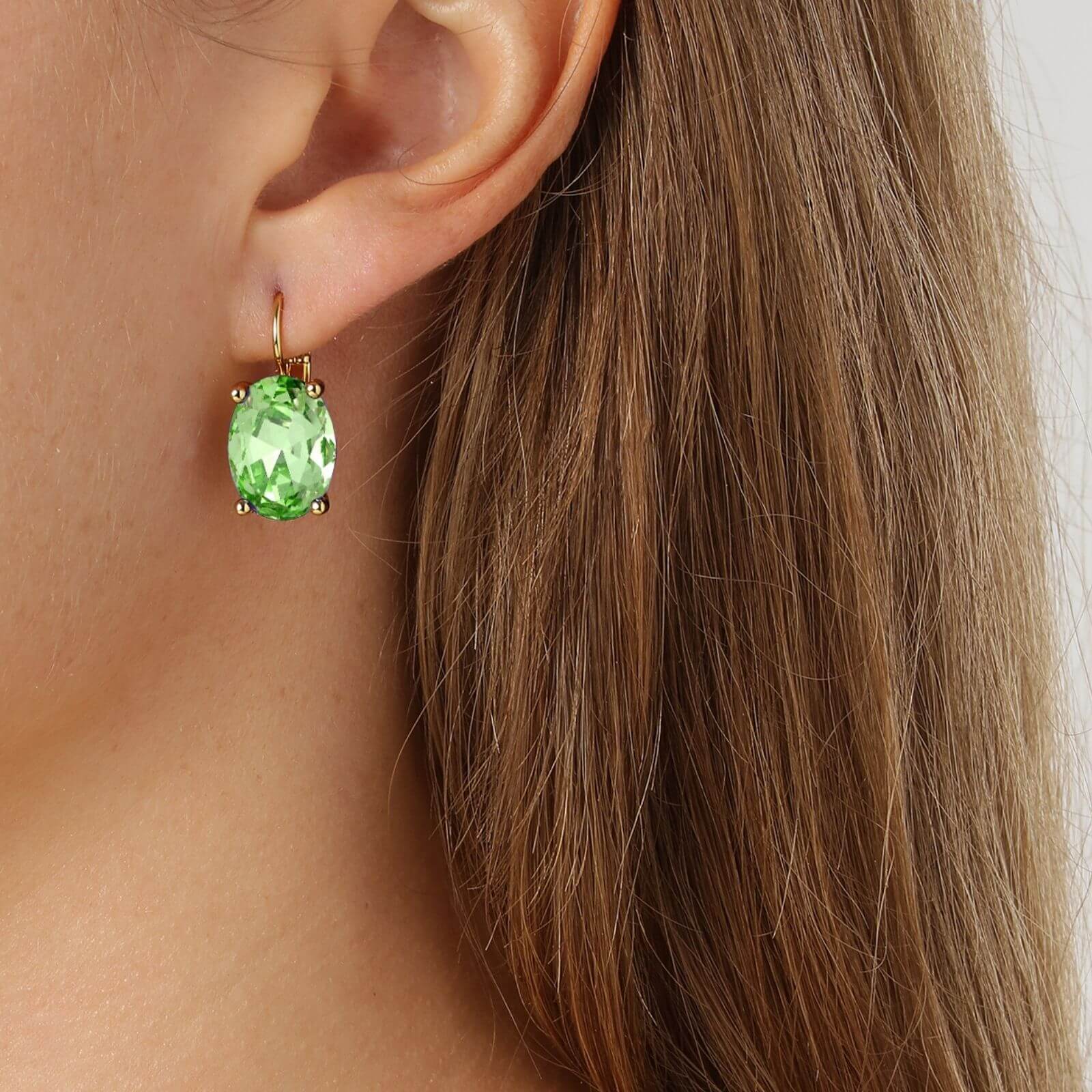 Dyrberg Kern Chantal Gold French Hook Earrings - Light Green - Image 2