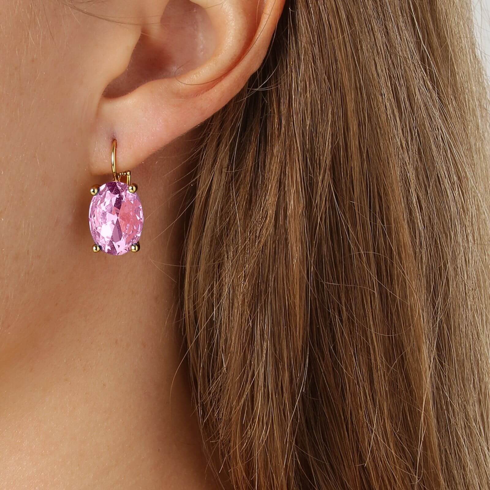 Dyrberg Kern Chantal Gold French Hook Earrings - Light Rose - Image 2