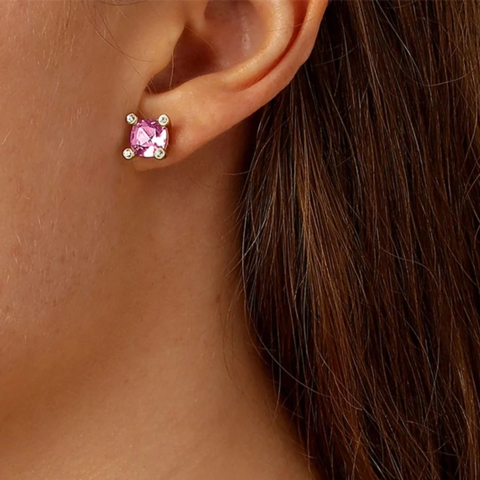 Dyrberg Kern Clara Gold Stud Earrings - Light Rose - Image 2