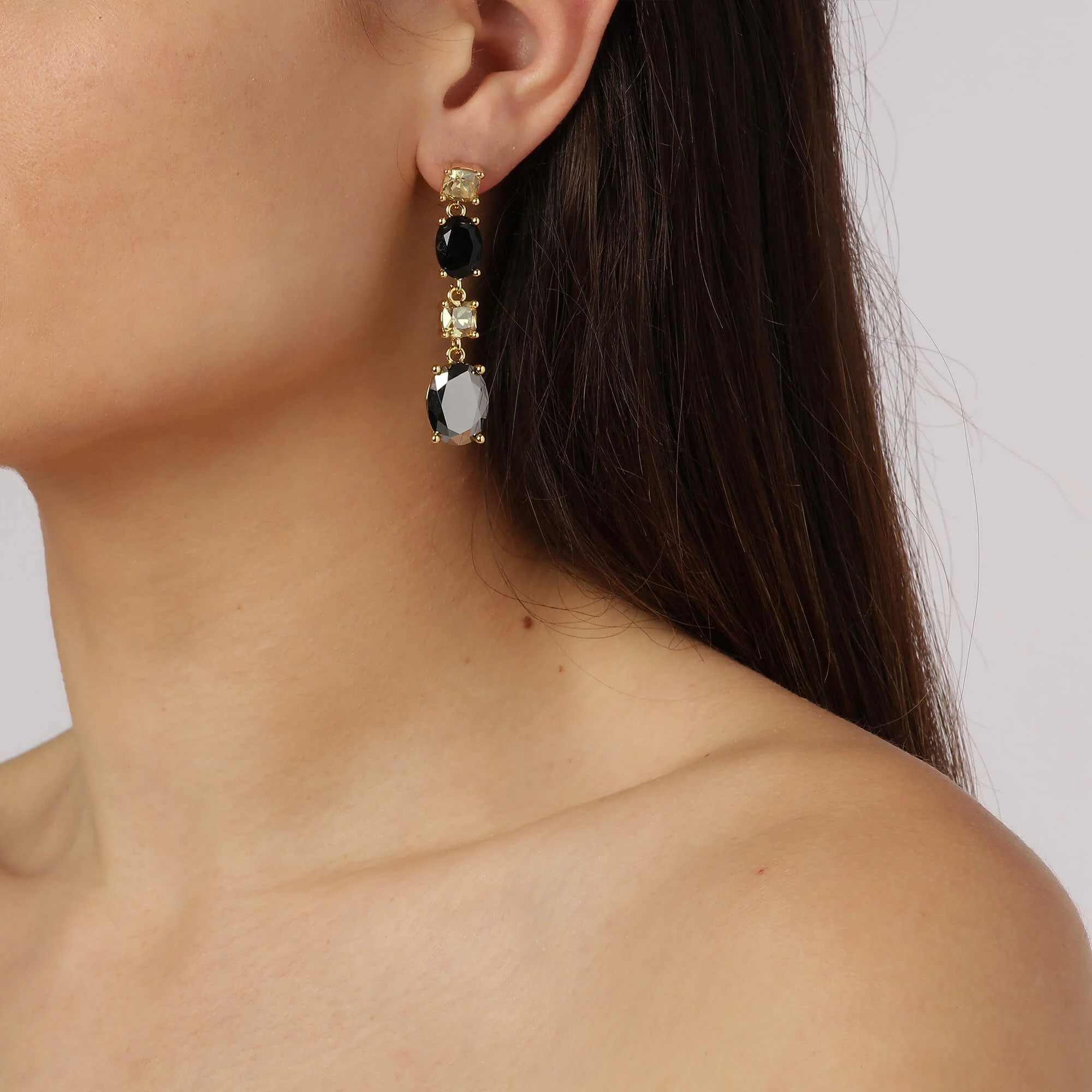Dyrberg Kern Cornelia Gold Statement Earrings - Black - Image 3