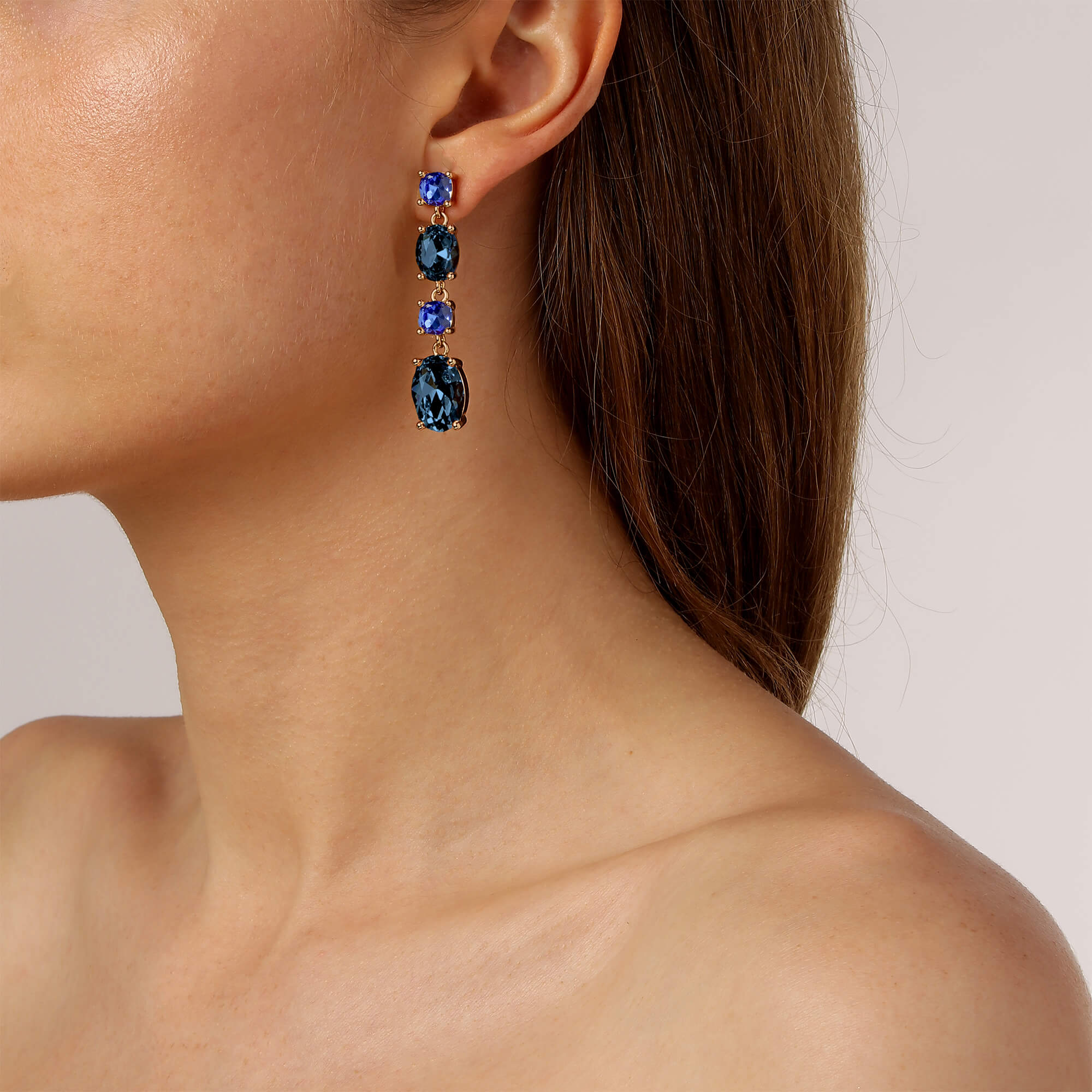 Dyrberg Kern Cornelia Gold Statement Earrings - Blue - Image 2