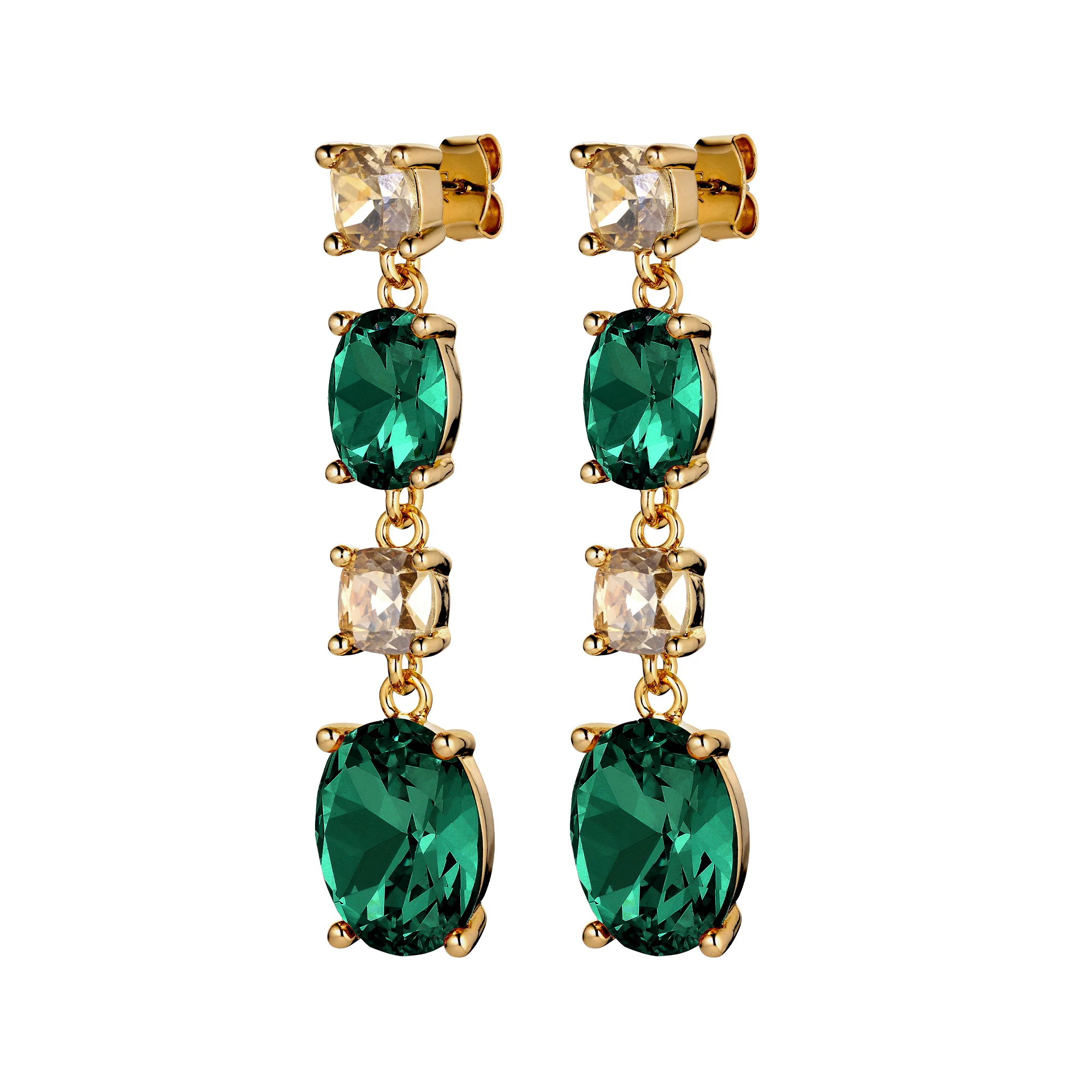 Dyrberg Kern Cornelia Gold Statement Earrings - Green/Golden - Image 2