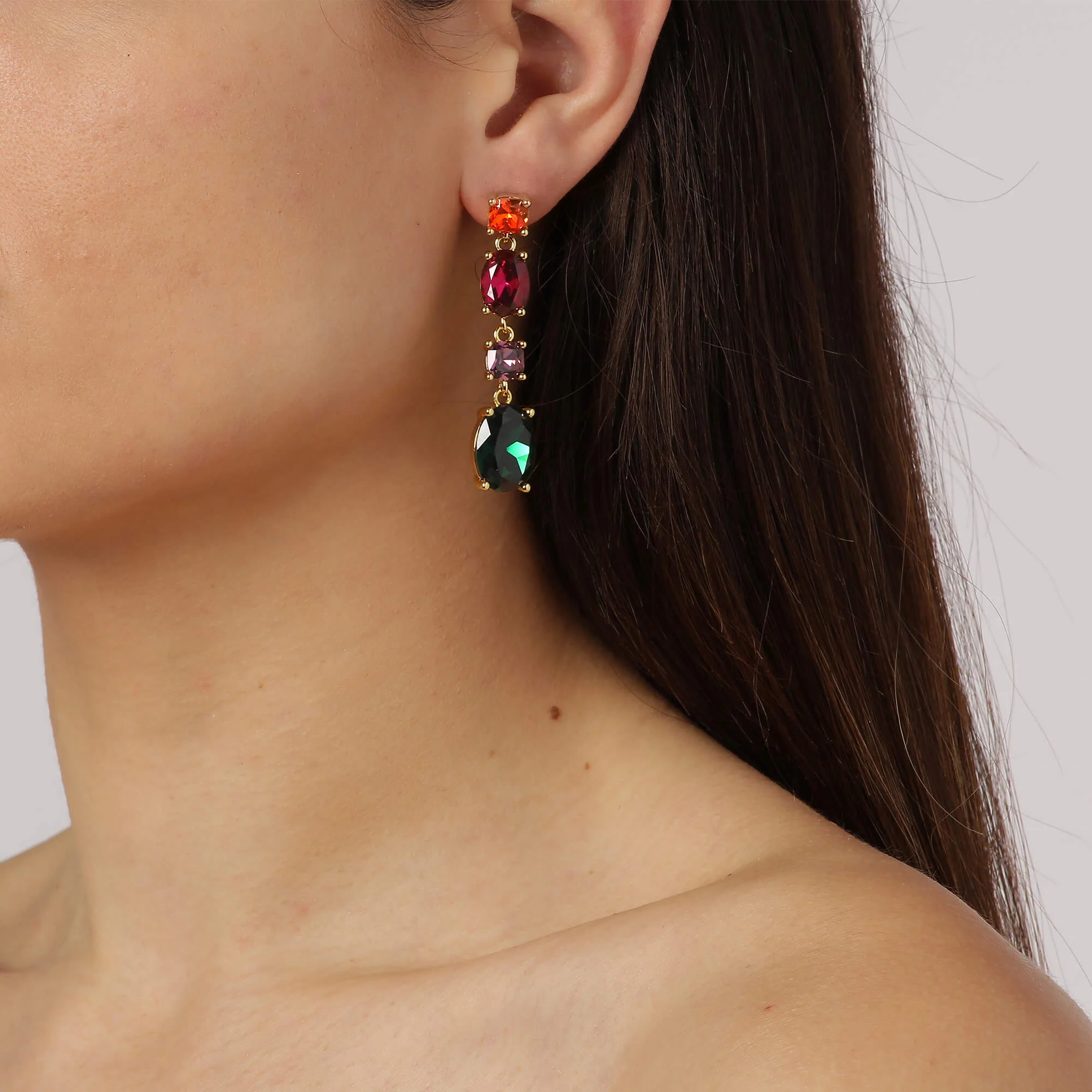 Dyrberg Kern Cornelia Gold Statement Earrings - Rainbow - Image 2