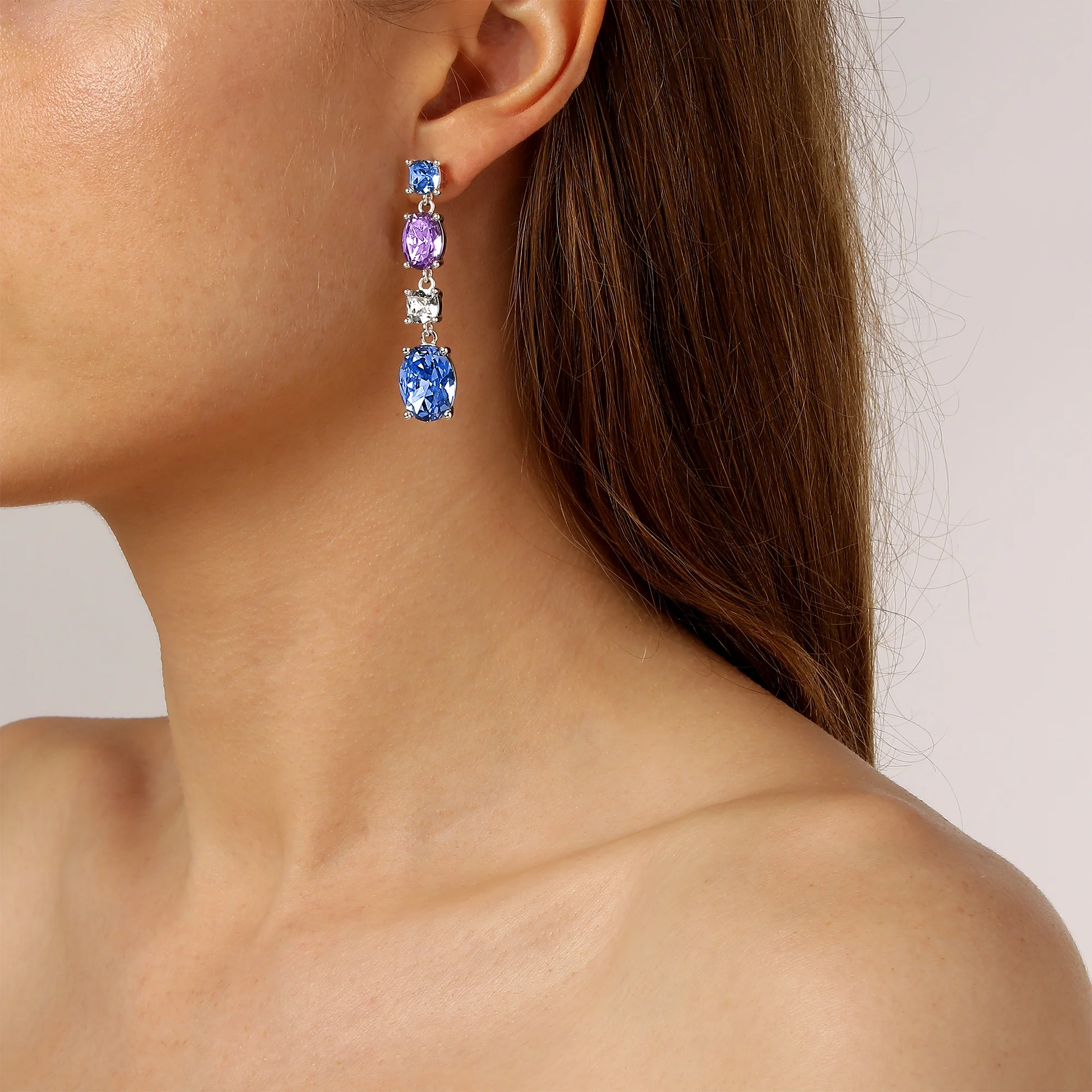 Dyrberg Kern Cornelia Silver Statement Earrings - Light Blue - Image 2