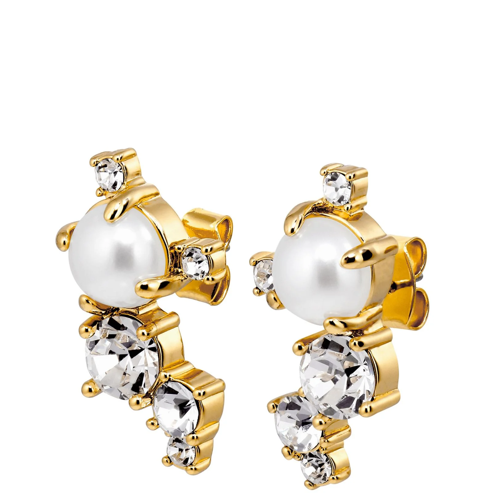 DYRBERG/KERN Curra Gold Stud Earrings - White Pearl