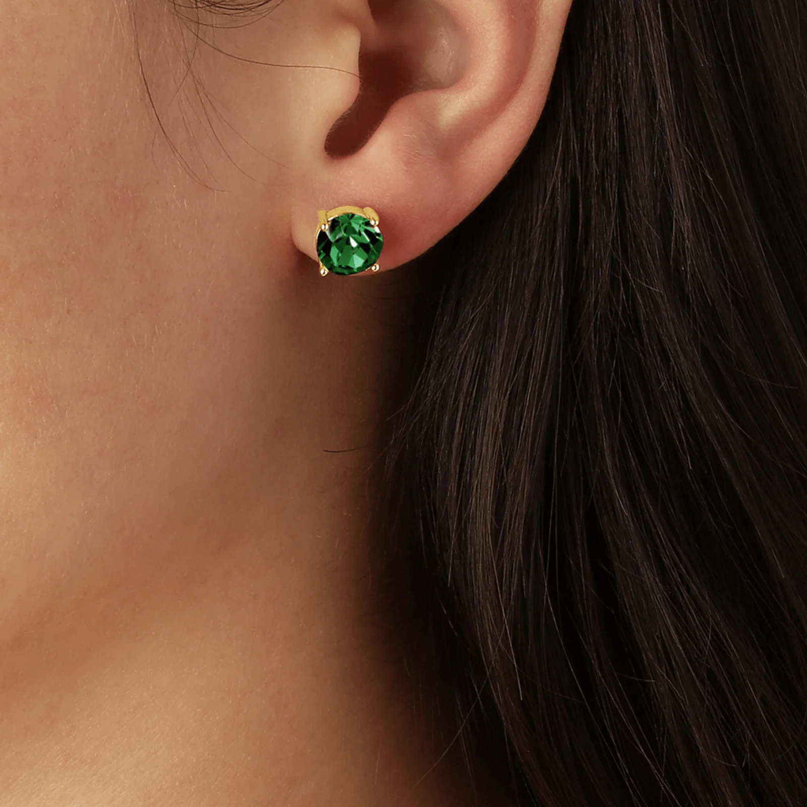 DYRBERG/KERN Daze Gold Small Stud Earrings - Emerald Green - Image 2