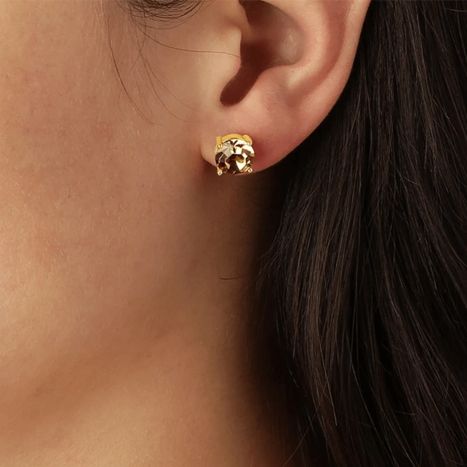 Dyrberg Kern Daze Gold Small Stud Earrings - Golden - Image 2