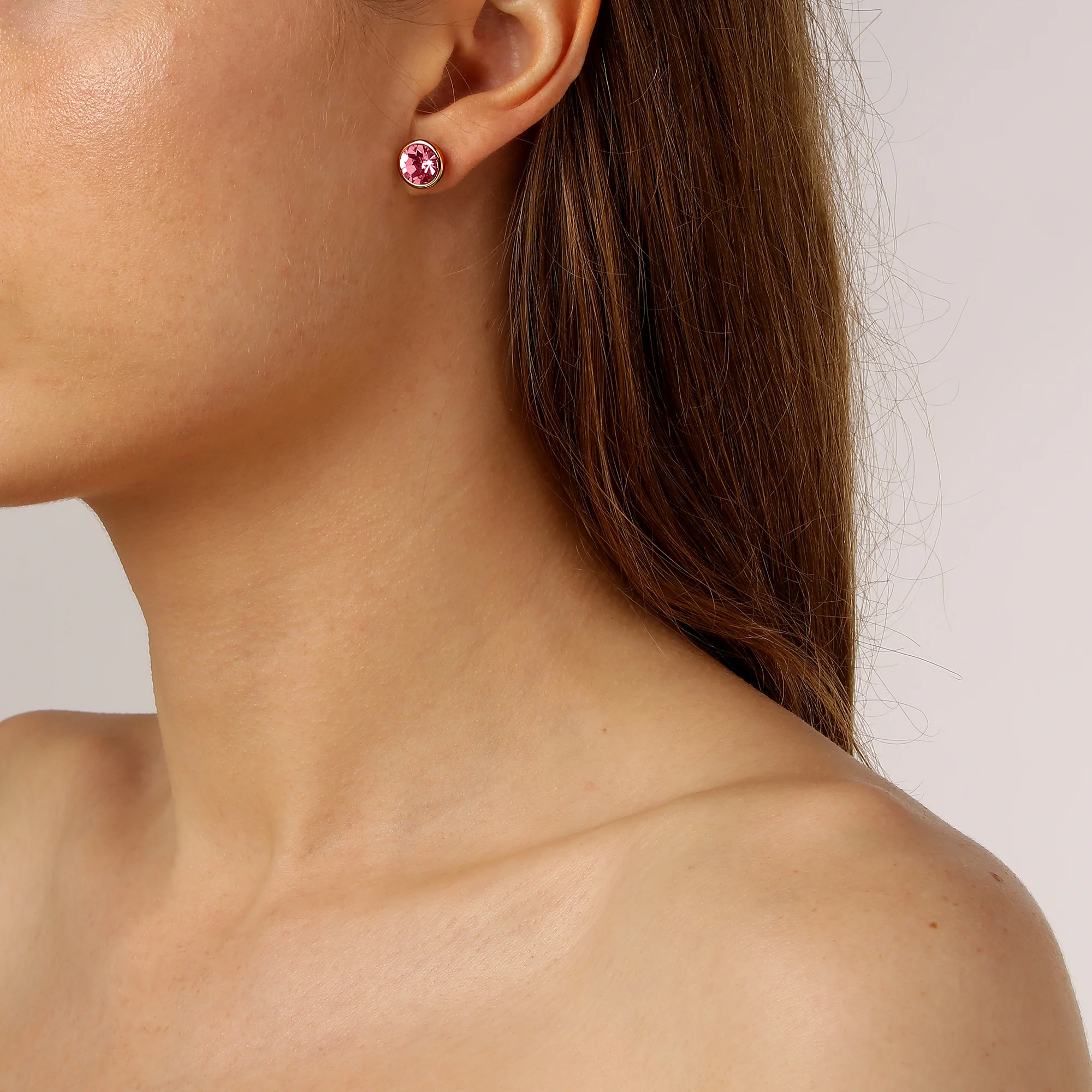 Dyrberg Kern Dia Gold Classic Stud Earrings - Light Rose - Image 2