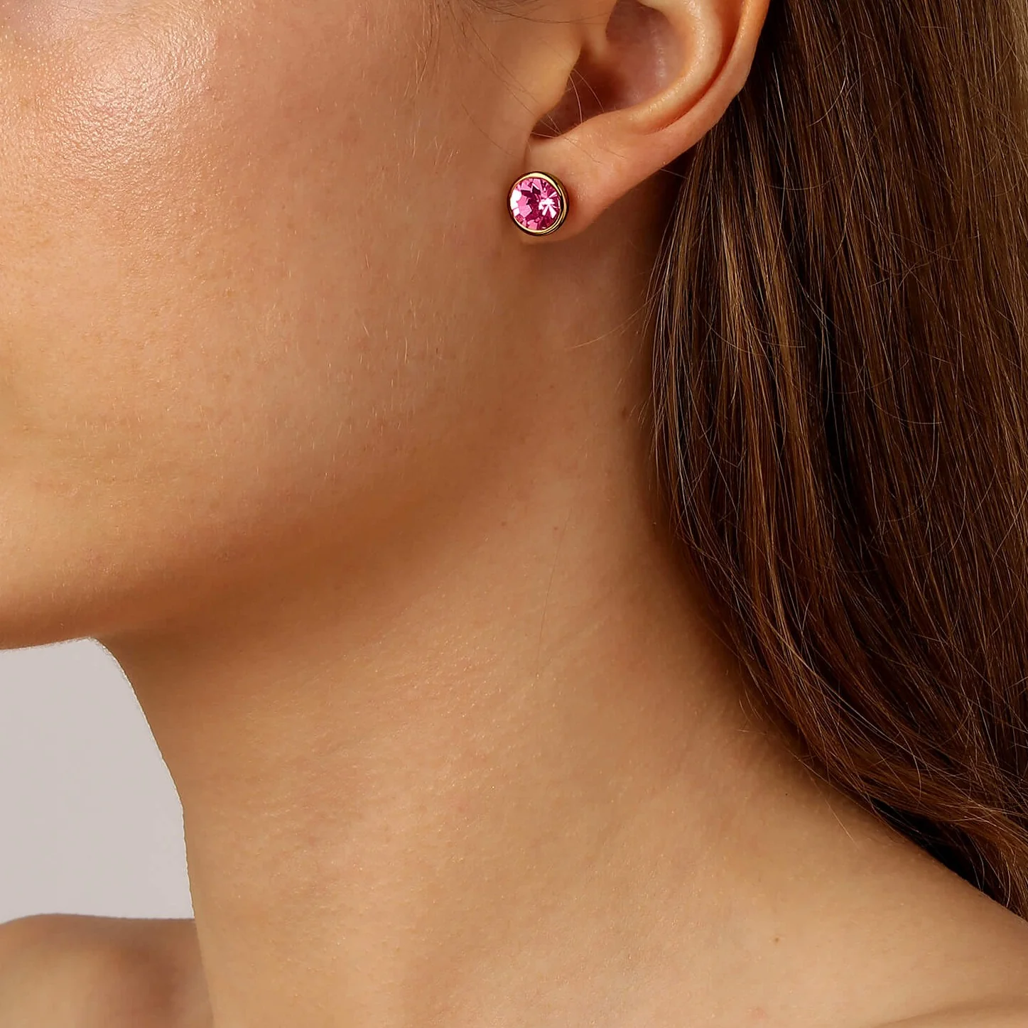 Dyrberg Kern Dia Gold Classic Stud Earrings - Rose - Image 2