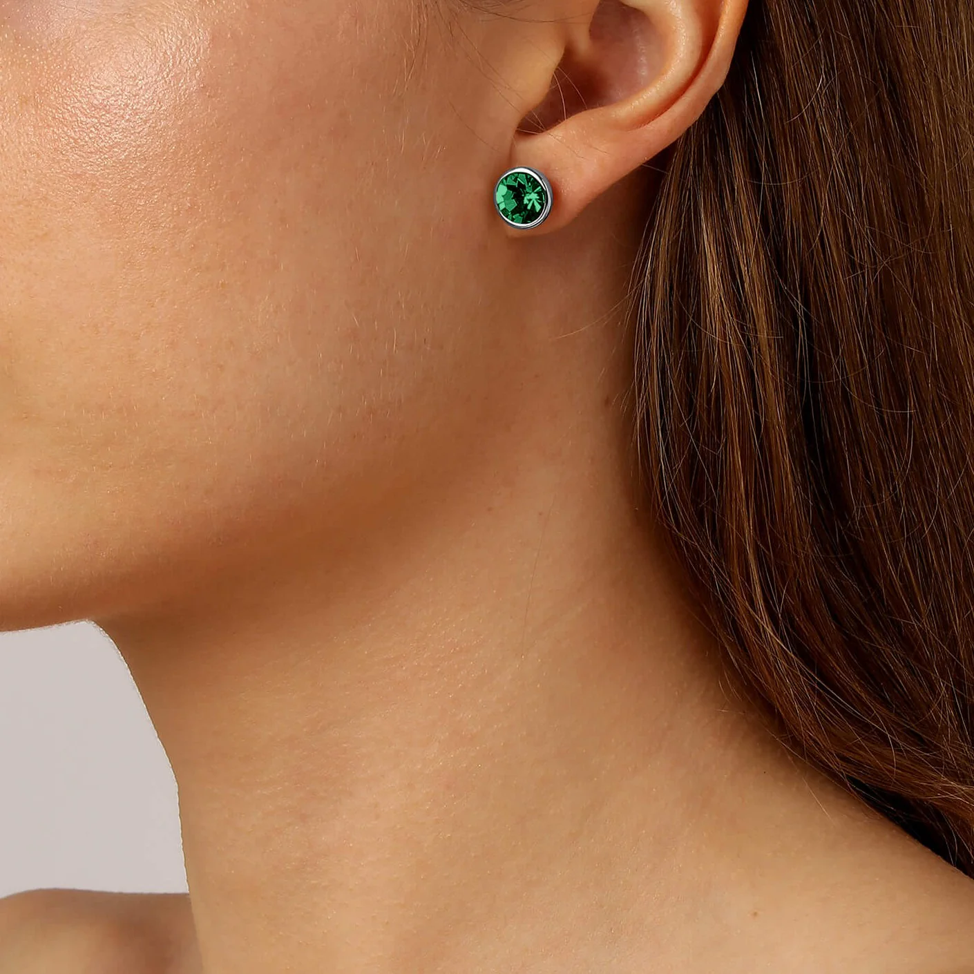 Dyrberg Kern Dia Silver Classic Stud Earrings - Green - Image 2