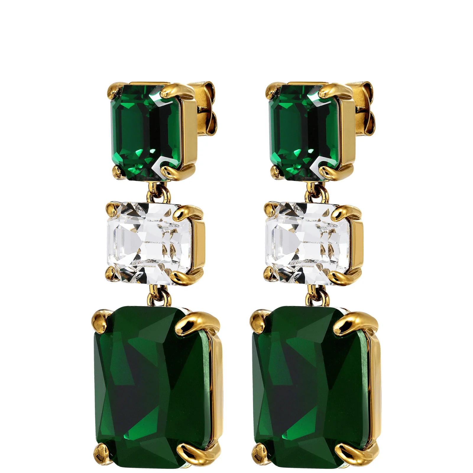 DYRBERG/KERN Esmara Gold Drop Earrings - Emerald Green