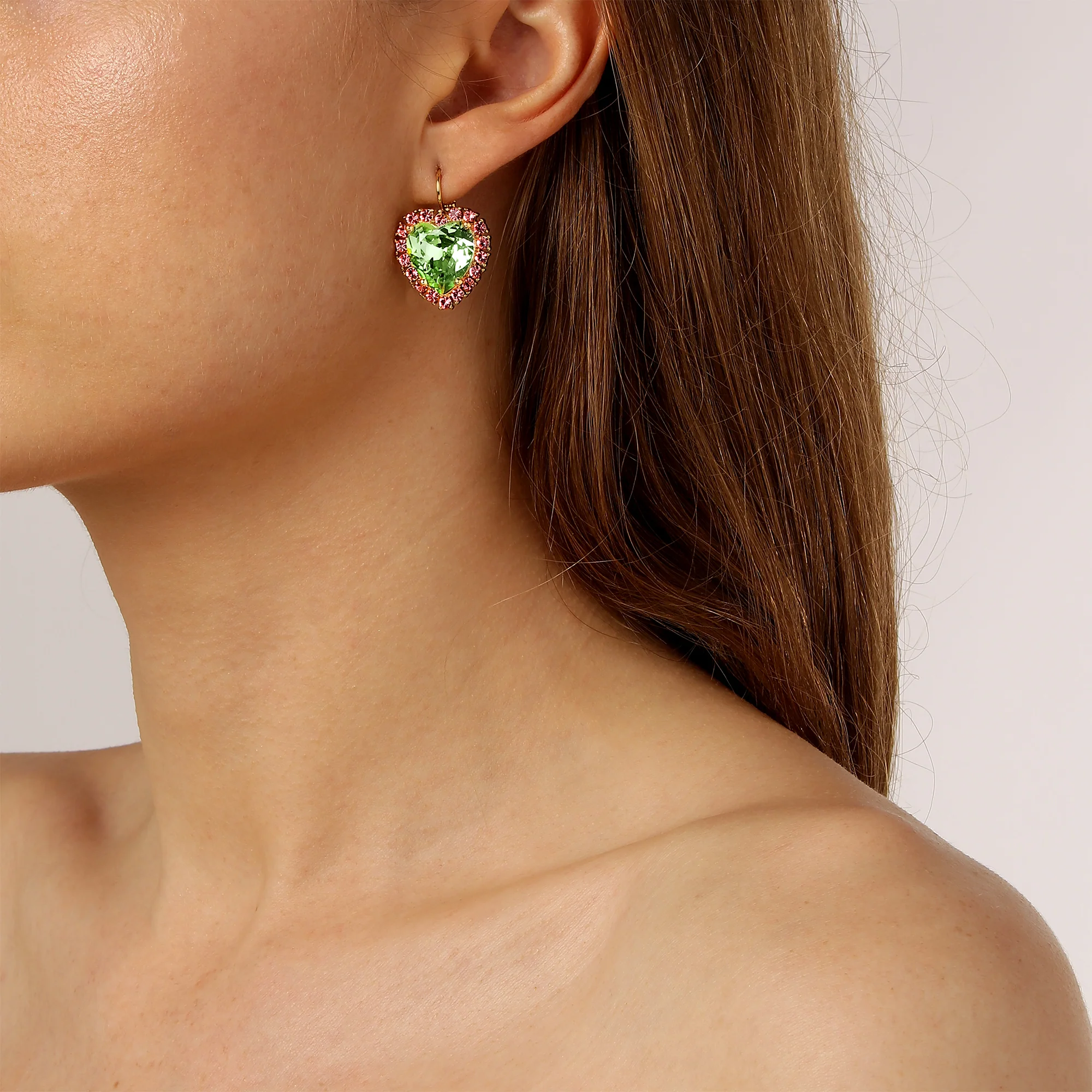 Dyrberg Kern Felicia Gold Earrings - Green Rose - Image 2