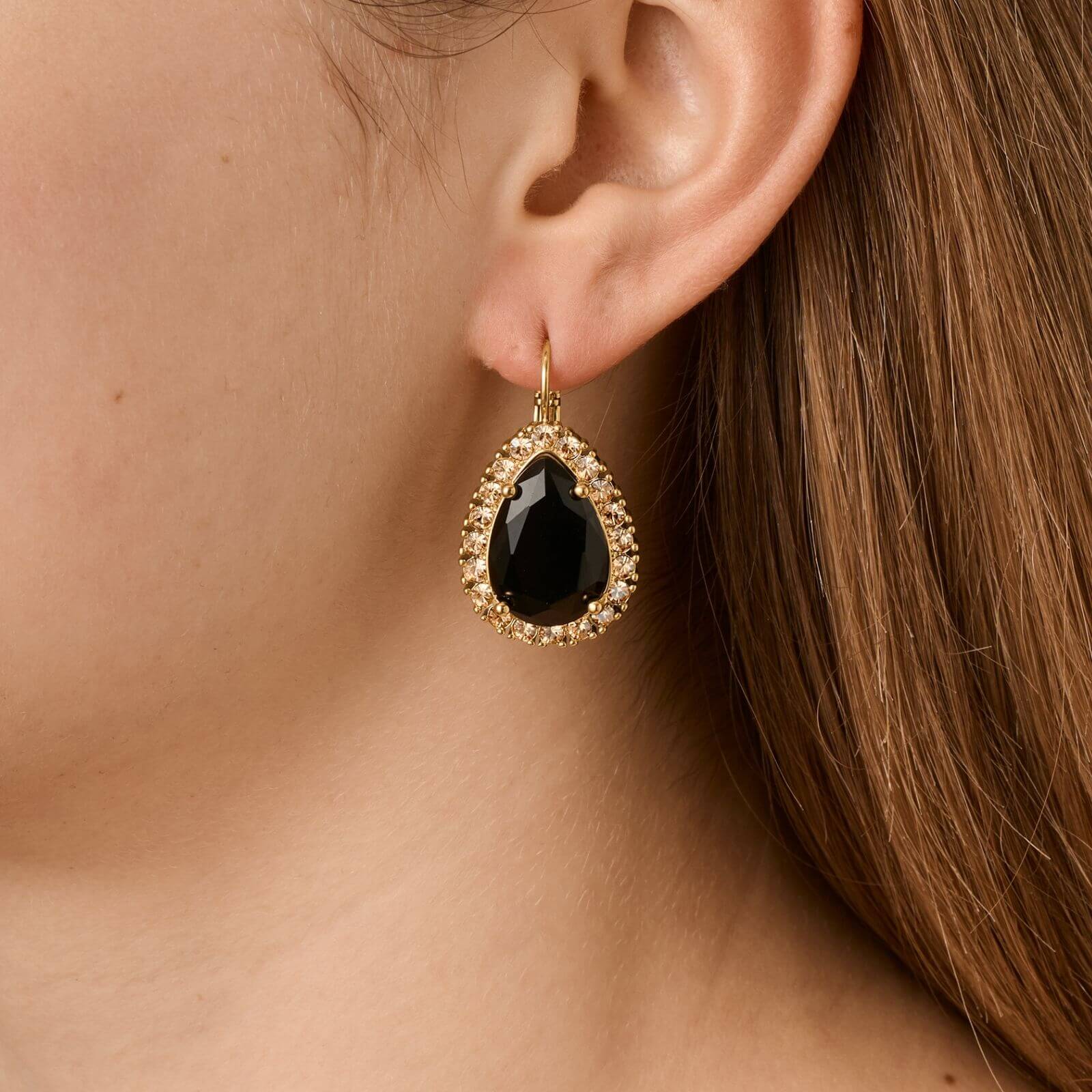 Dyrberg Kern Fiora Gold Earrings - Black/Golden - Image 2