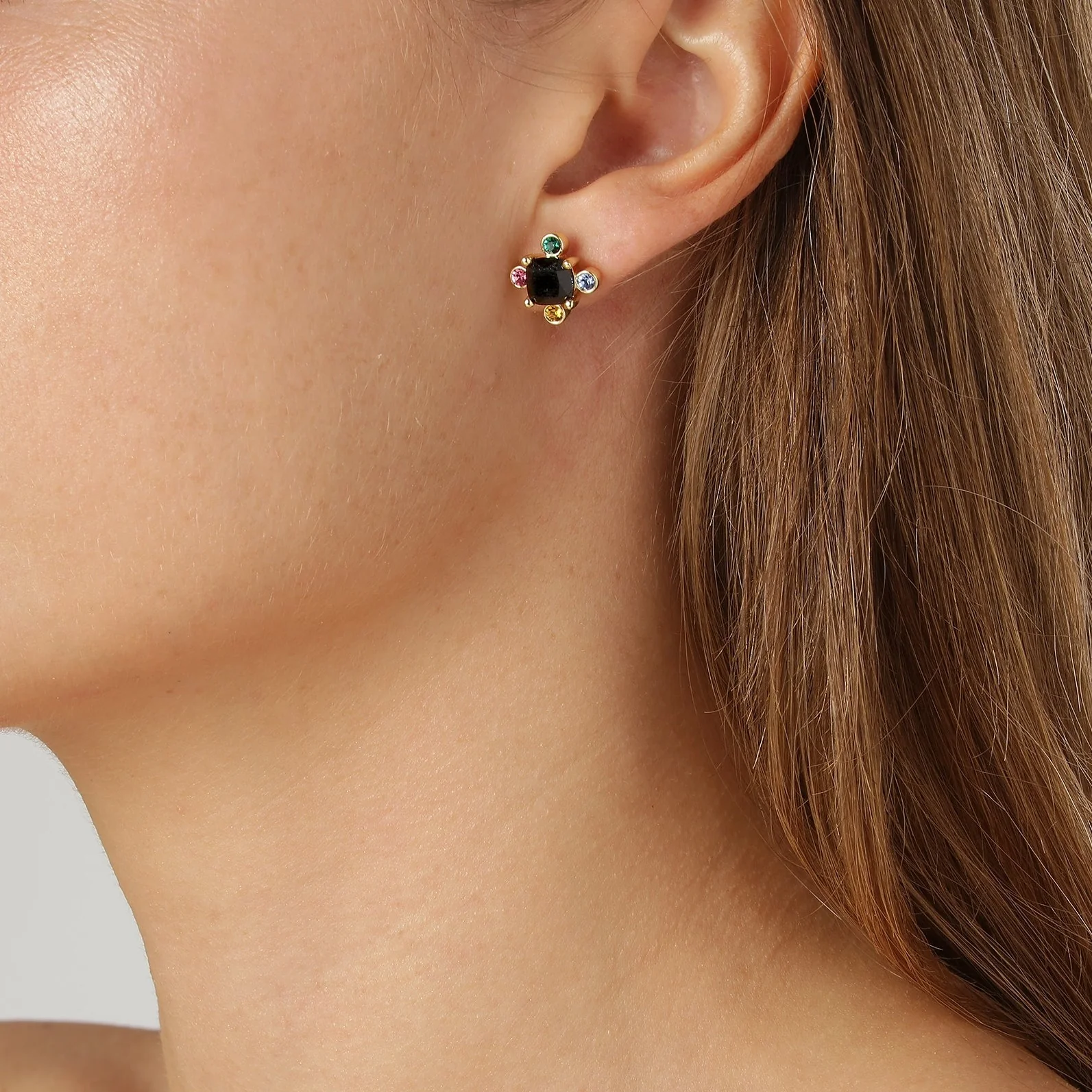 Dyrberg Kern Gigi Gold Stud Earrings - Rainbow - Image 2
