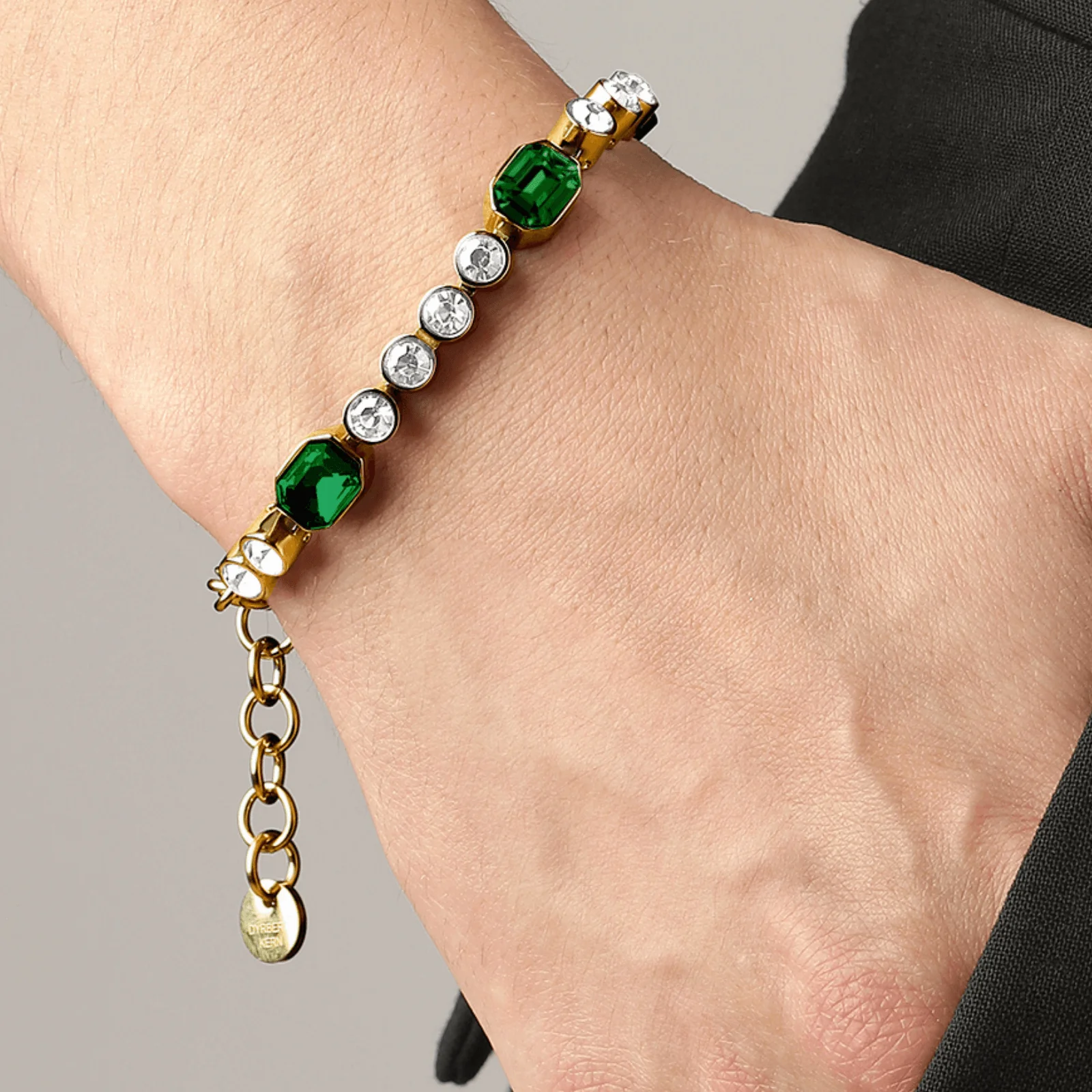 DYRBERG/KERN Grivna Gold Bracelet - Emerald Green - Image 2