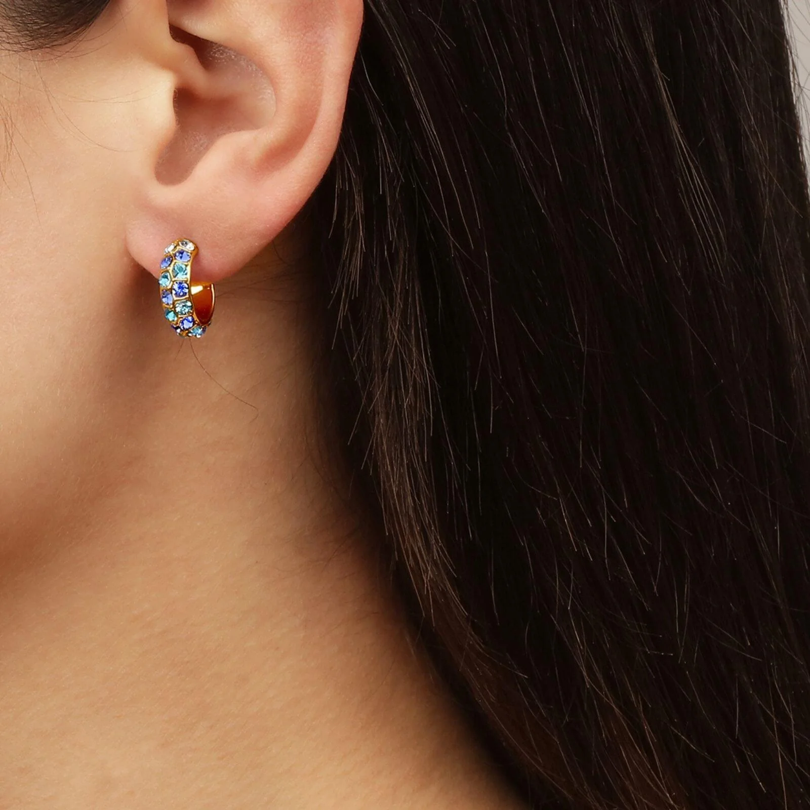 Dyrberg Kern Heidi Gold Earrings - Aqua Blue - Image 2