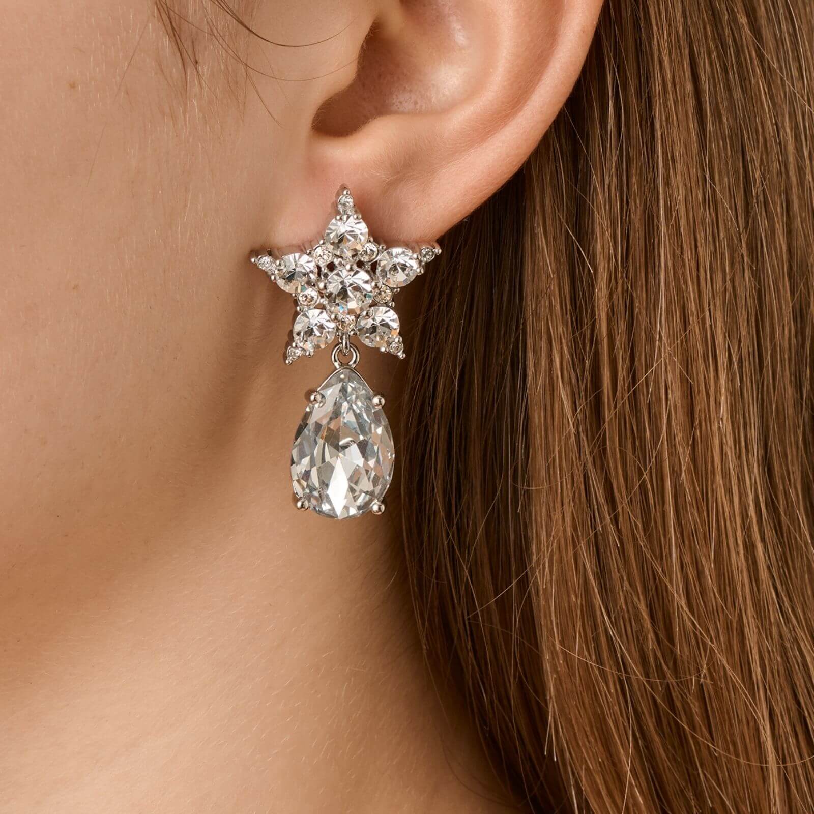 DYRBERG/KERN Hydra Silver Earrings - Clear Crystal - Image 2