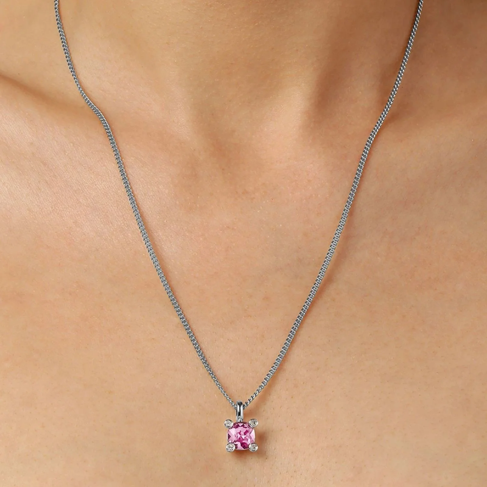 Dyrberg Kern Julia Silver Pendant Necklace - Light Rose - Image 2
