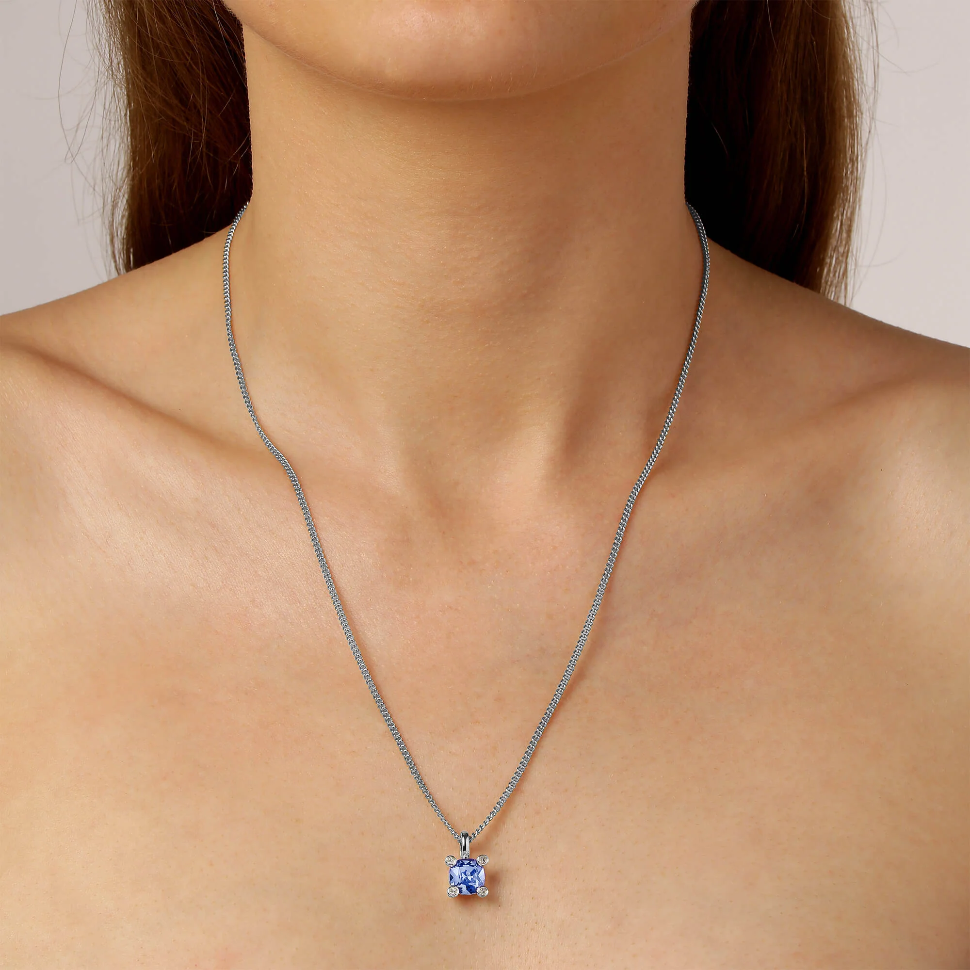 Dyrberg Kern Julia Silver Pendant Necklace - Pale Blue - Image 2