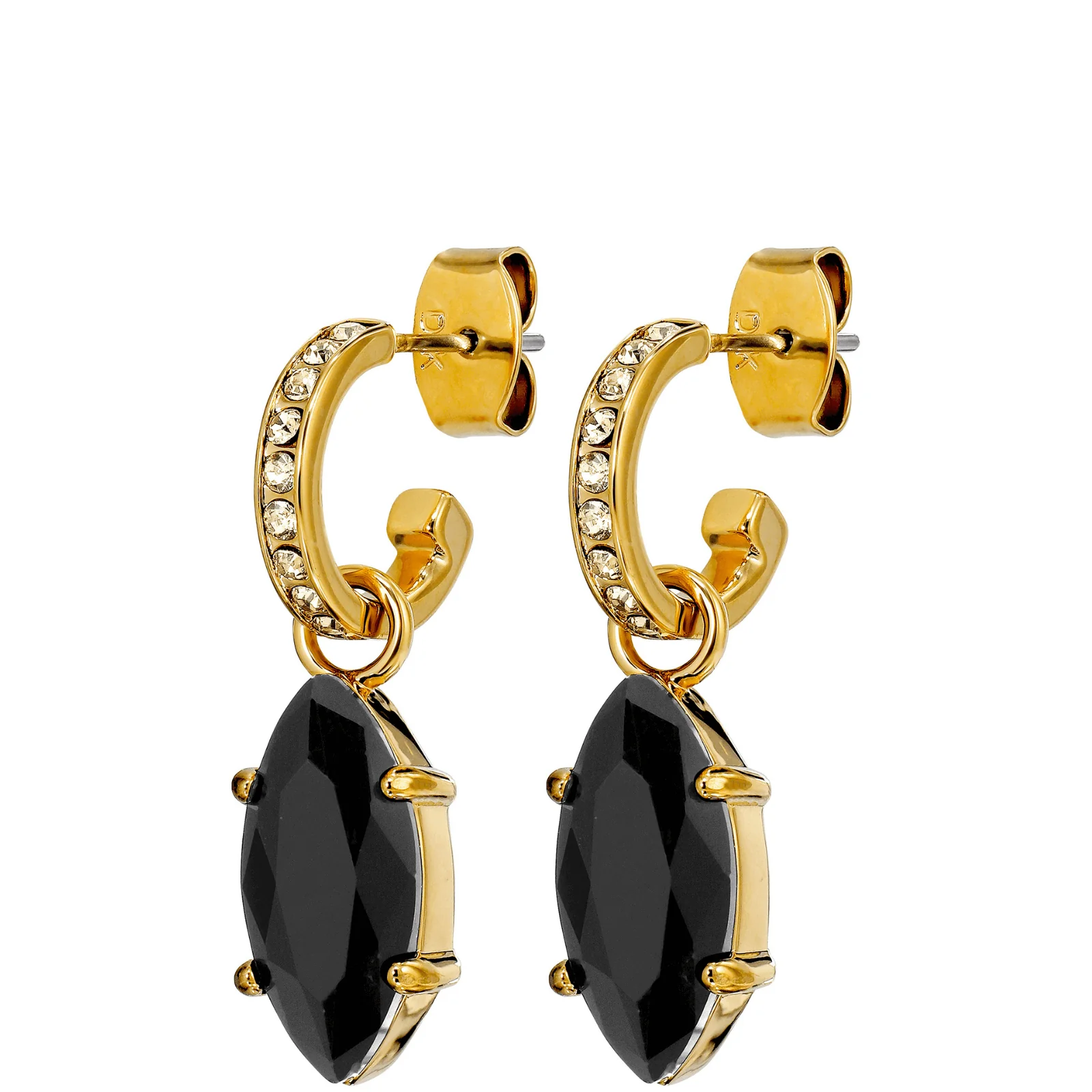 DYRBERG/KERN Junipe Gold Hoop Drop Earrings - Black/Golden