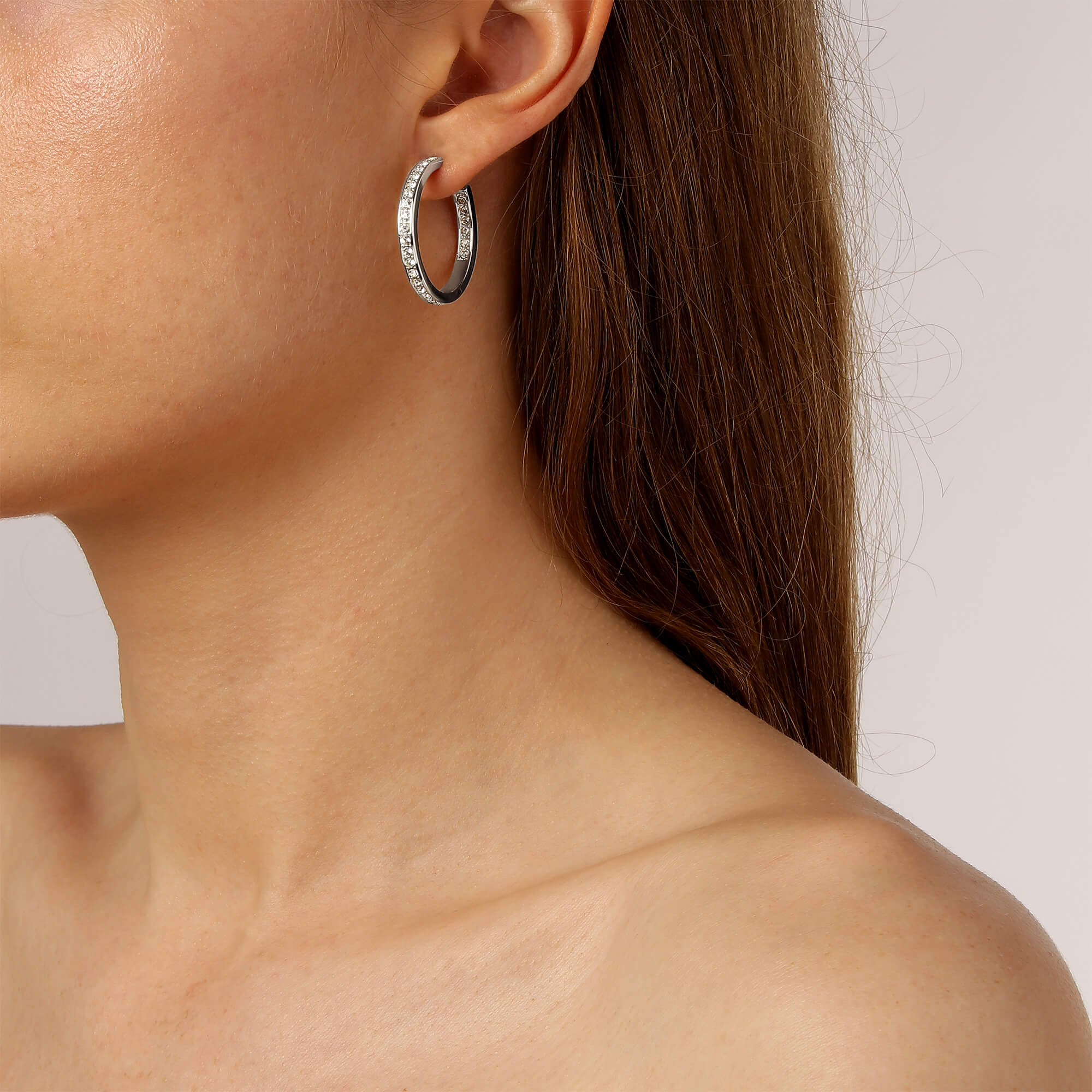 Dyrberg Kern Justina Silver Hoop Earrings - Clear - Image 2